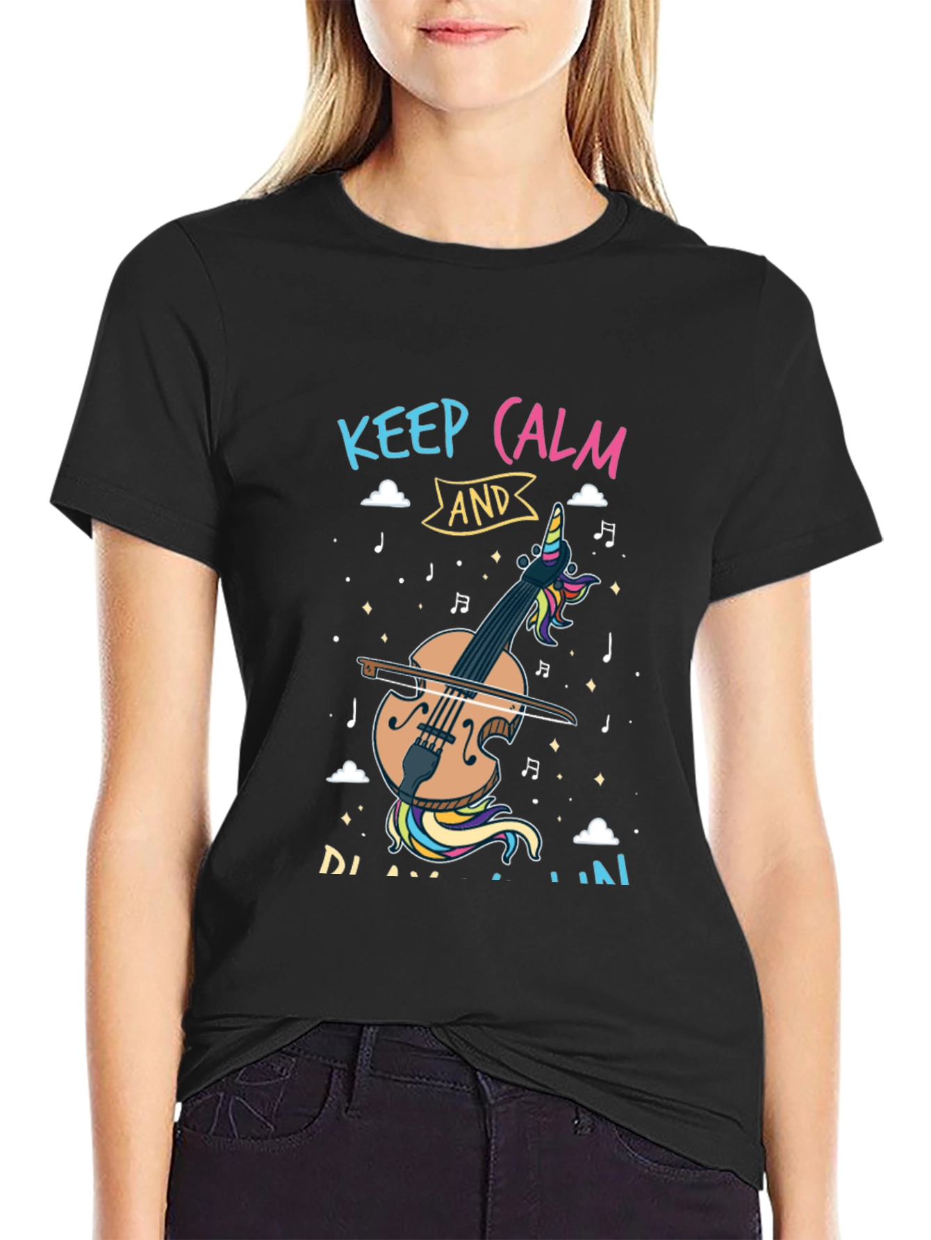 Unicorn Violin T-Shirt - Keep Calm and Play On!