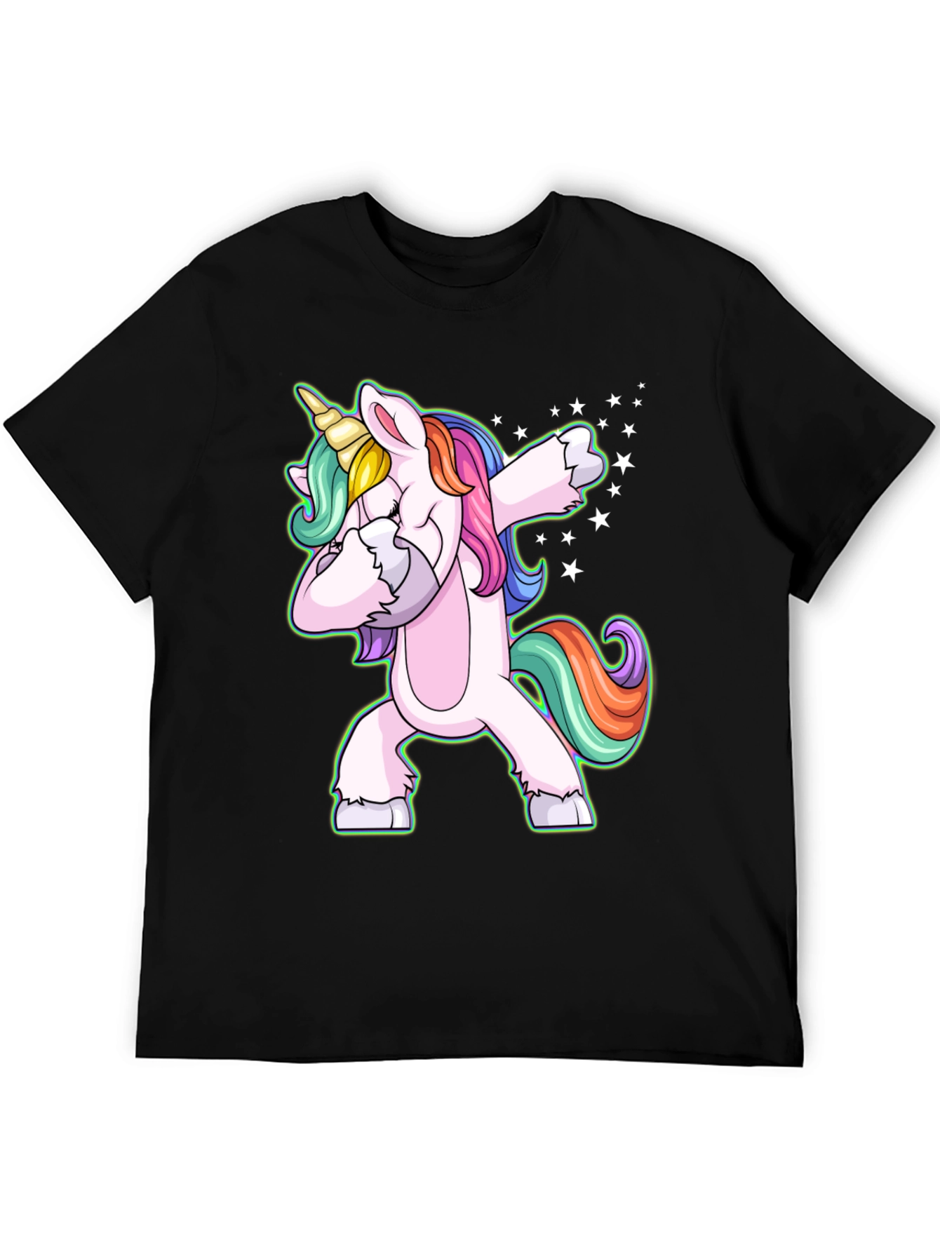 Dabbing Unicorn Graphic T-Shirt - Mens Black Tee