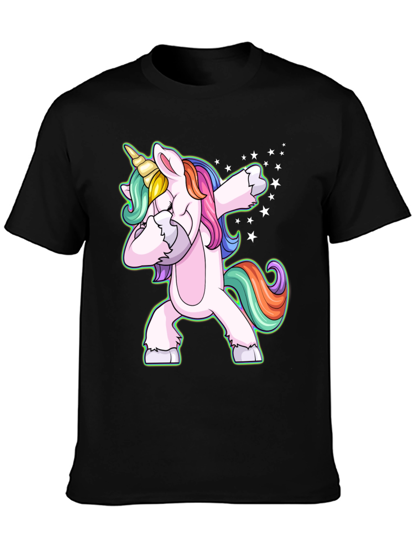Dabbing Unicorn Graphic T-Shirt - Mens Black Tee