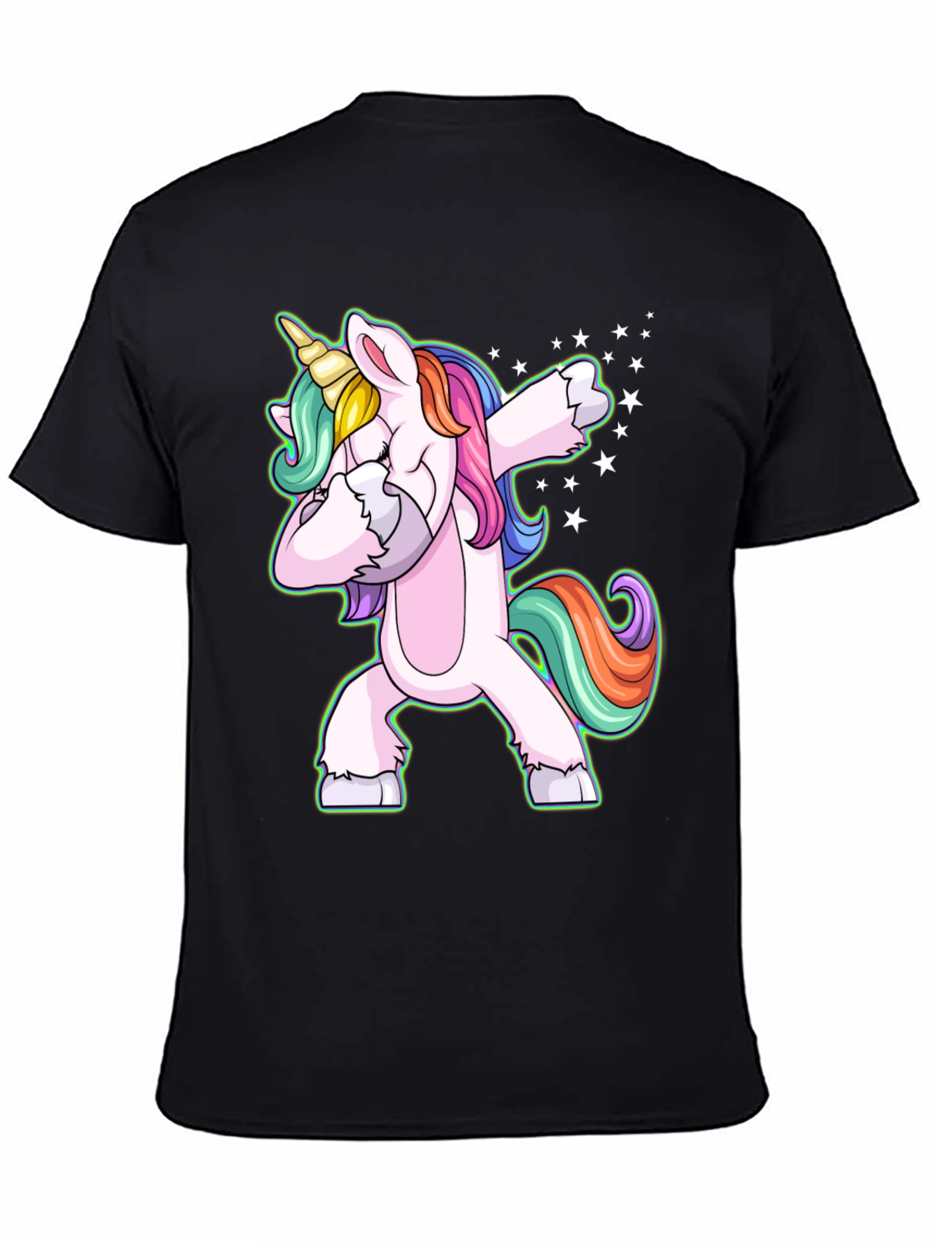 Dabbing Unicorn Graphic T-Shirt - Mens Black Tee