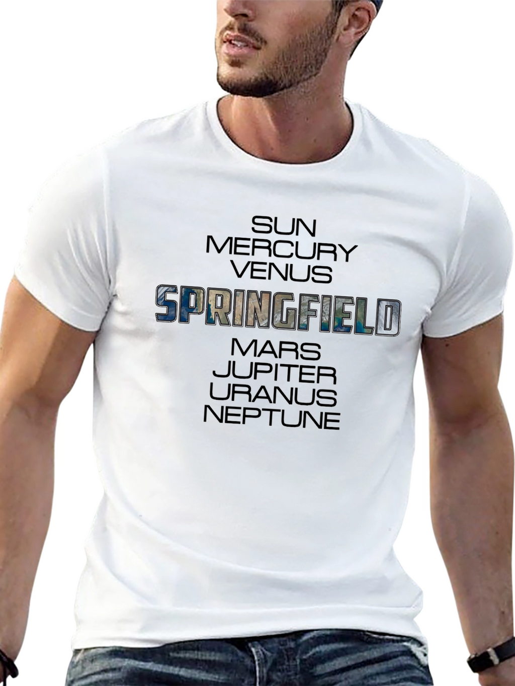 Springfield Planets Graphic Black T-Shirt