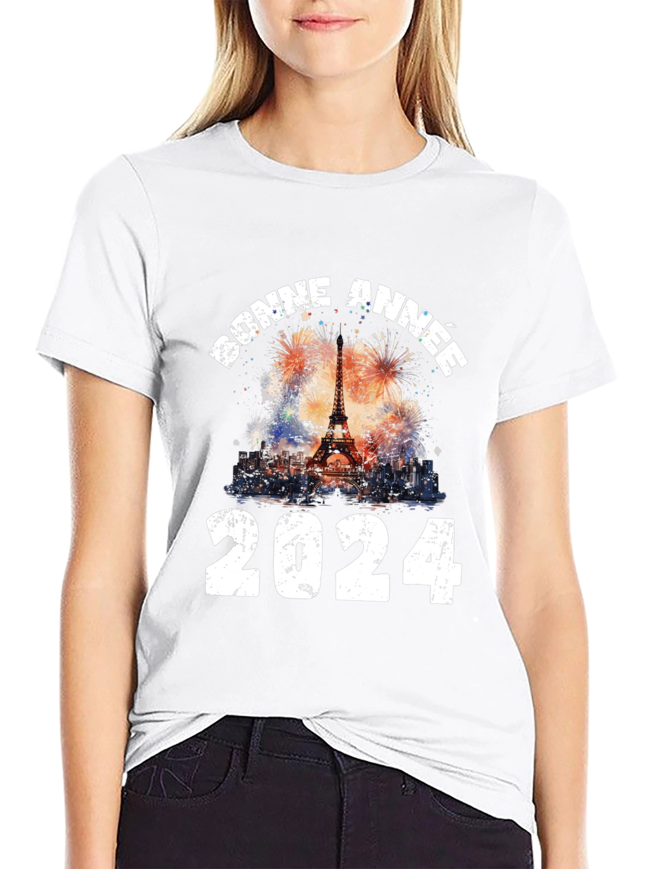 Bonne Annee 2024 T-Shirt: Eiffel Tower New Year Tee