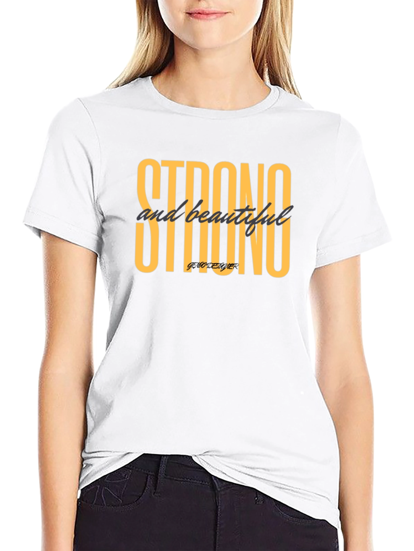 Strong & Beautiful Graphic Tee - Stylish Black T-Shirt