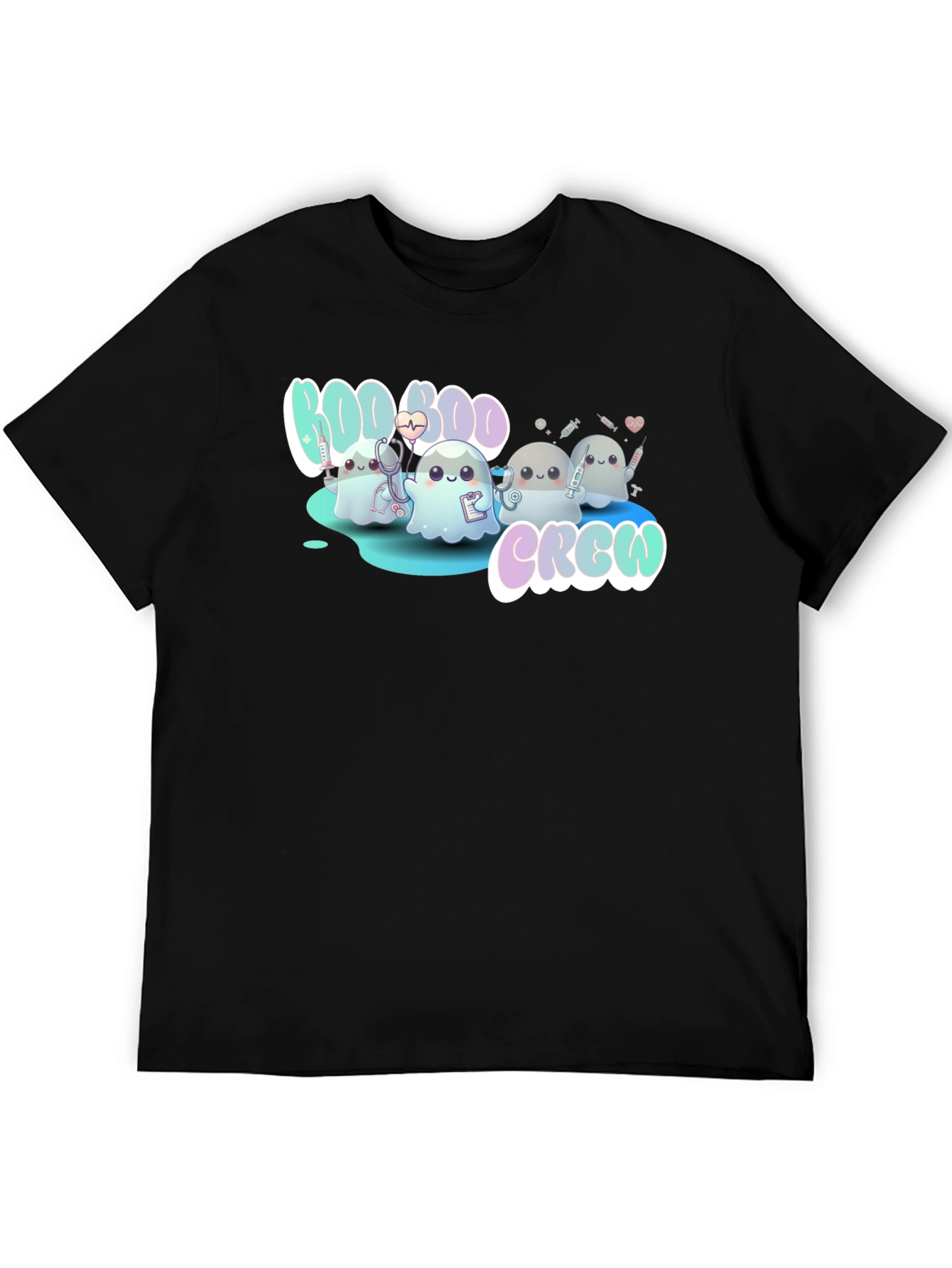 Boo Boo Crew Black T-Shirt Cute Ghost Nurse Tee