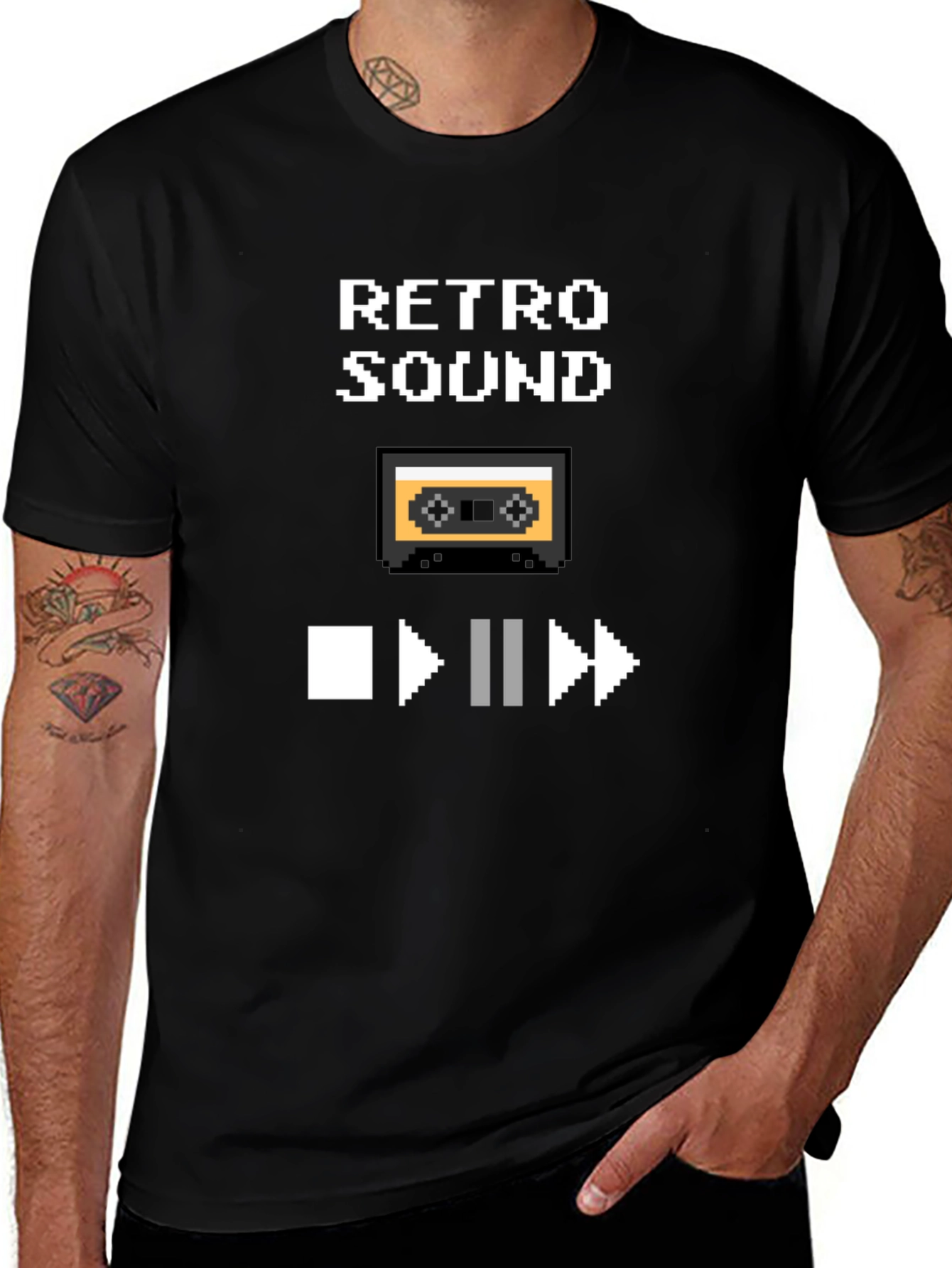 Retro Sound Pixel Art Graphic T-Shirt
