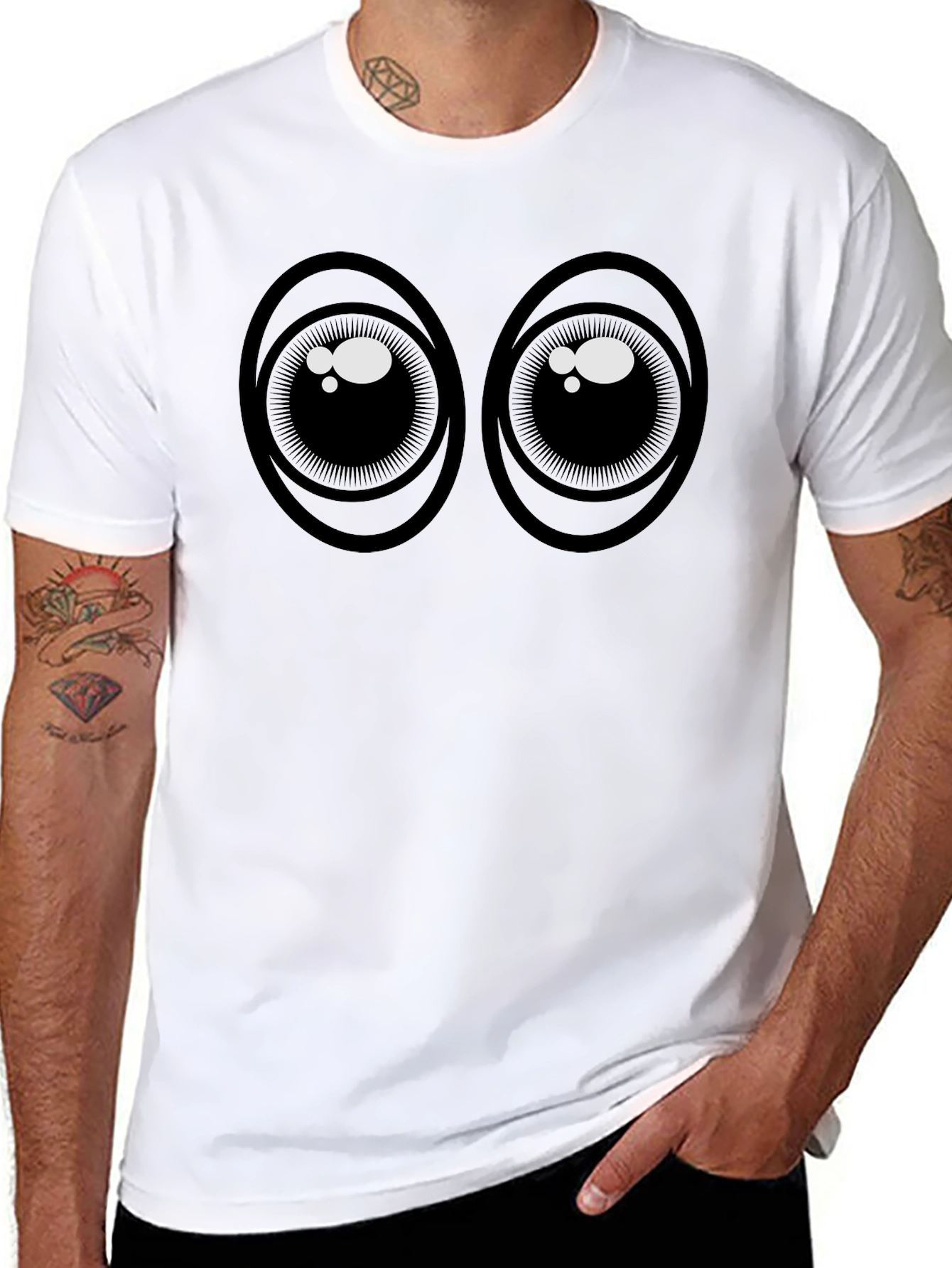 Googly Eyes Graphic T-Shirt - Black Cotton Tee