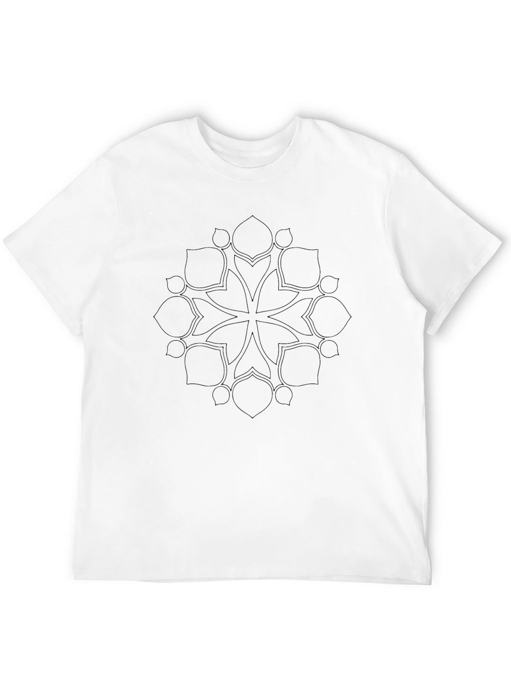 Mens Black T-Shirt with Geometric Floral Design
