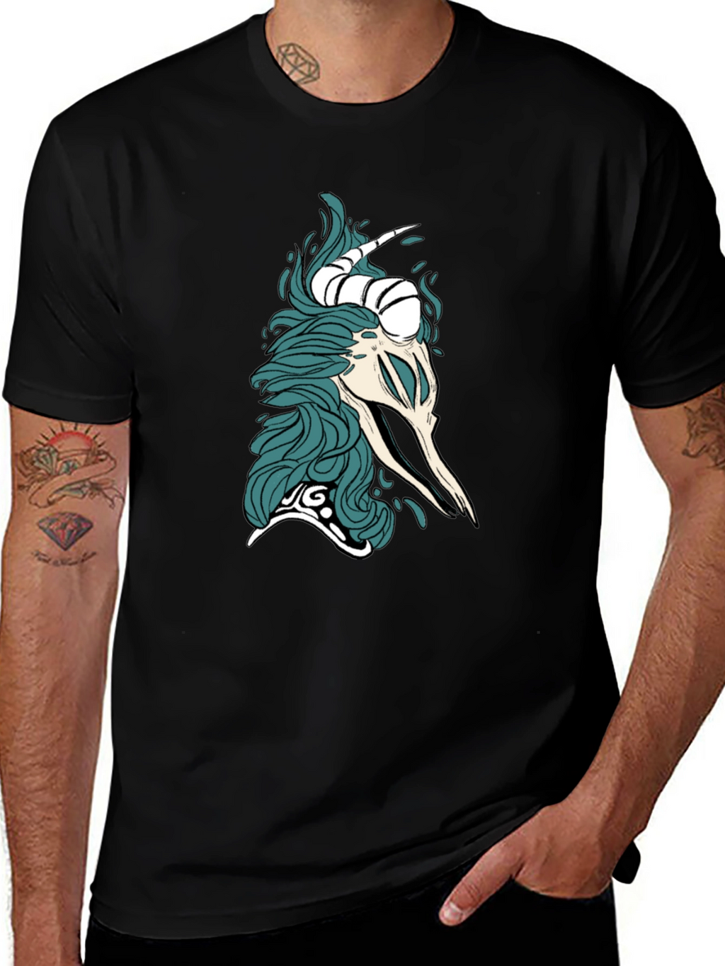 Mystic Skull Graphic Tee - Black Cotton Comfort