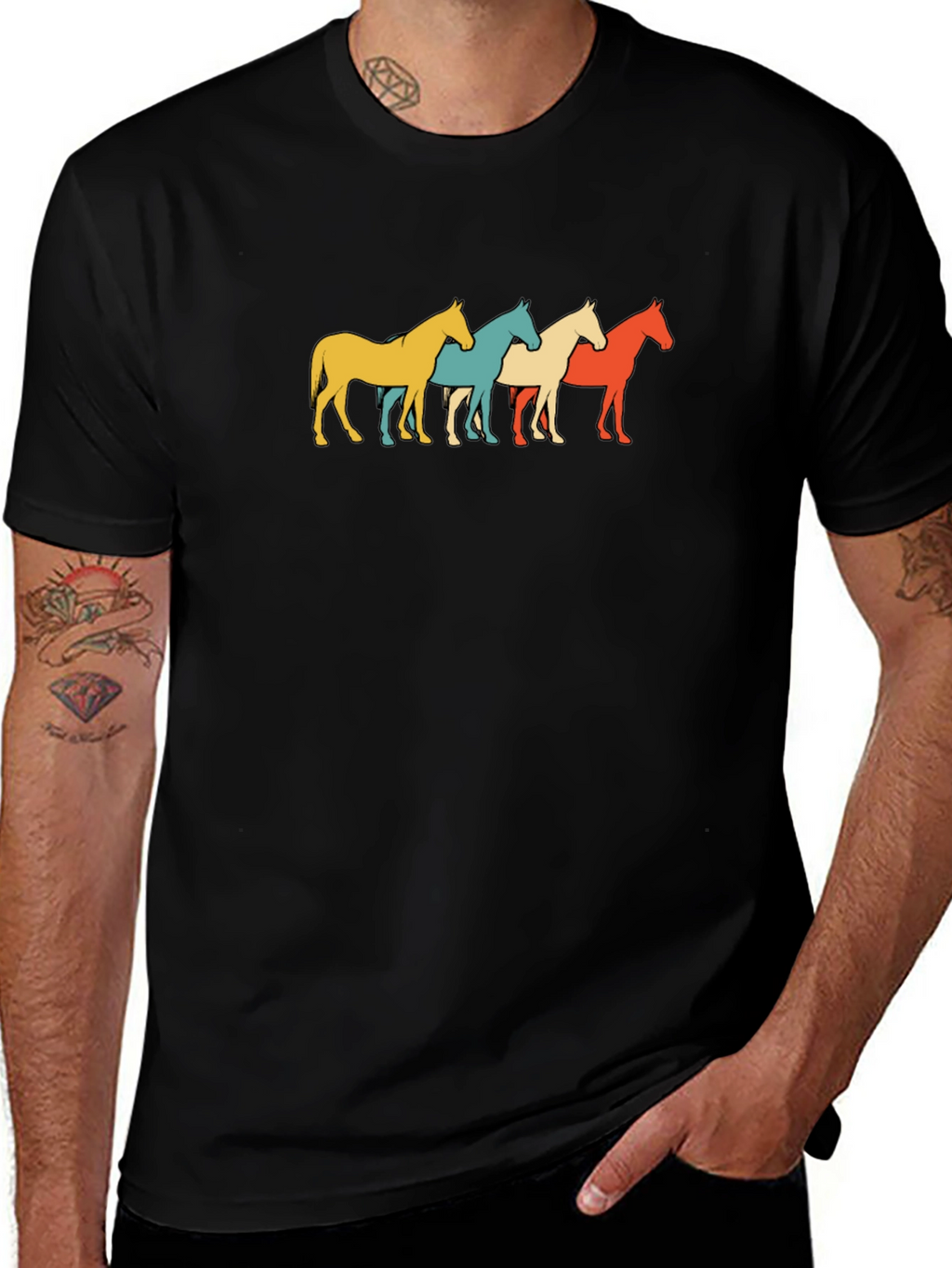 Retro Horse Graphic Tee - Black