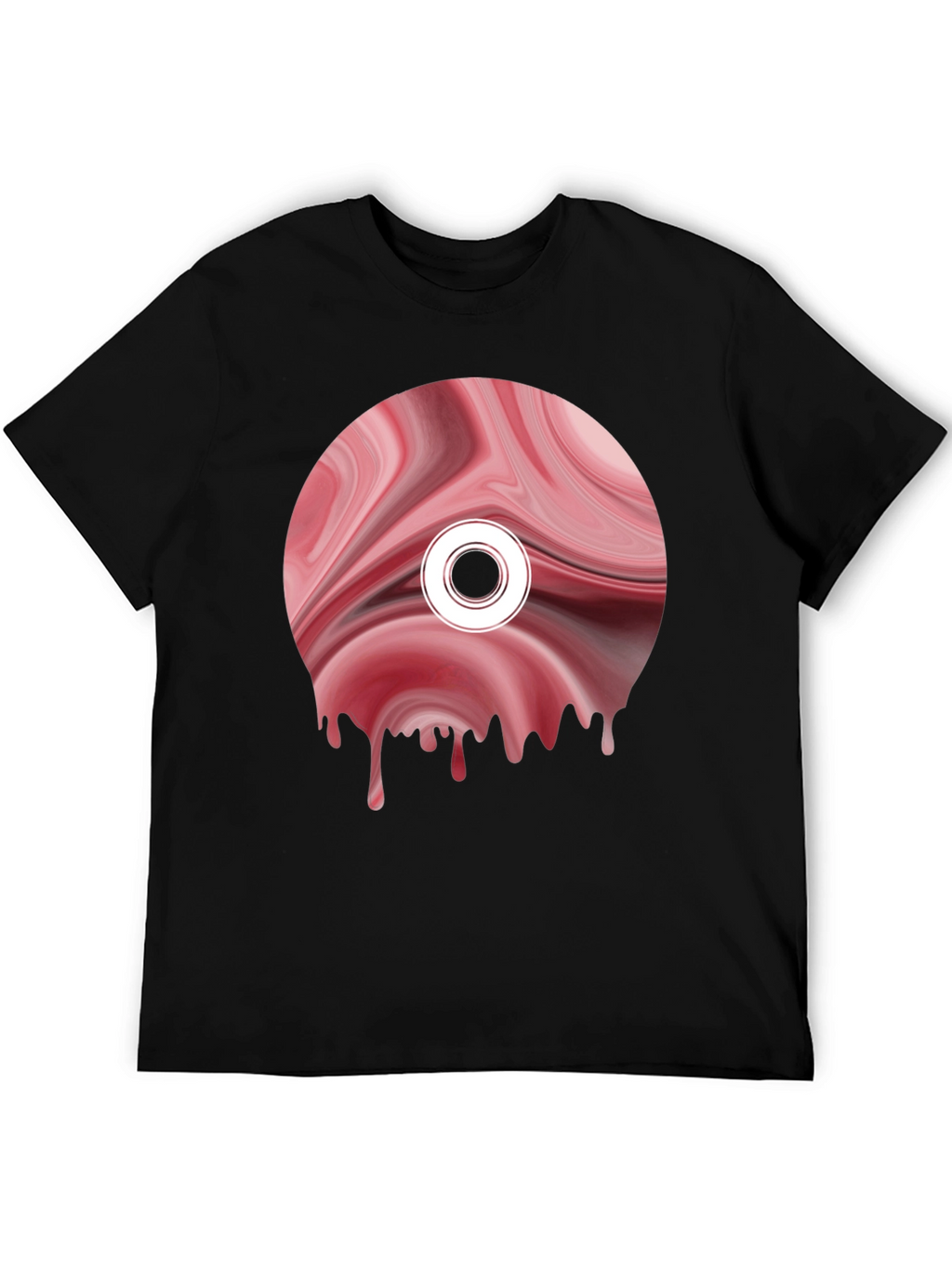 Abstract Melting Disc Graphic Tee - Black