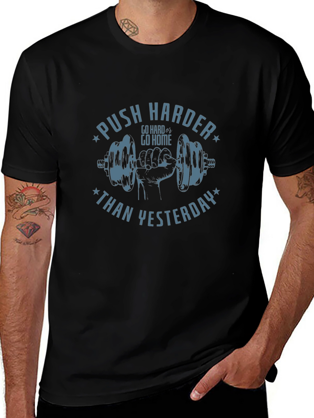 Motivational Workout T-Shirt - Push Harder Today