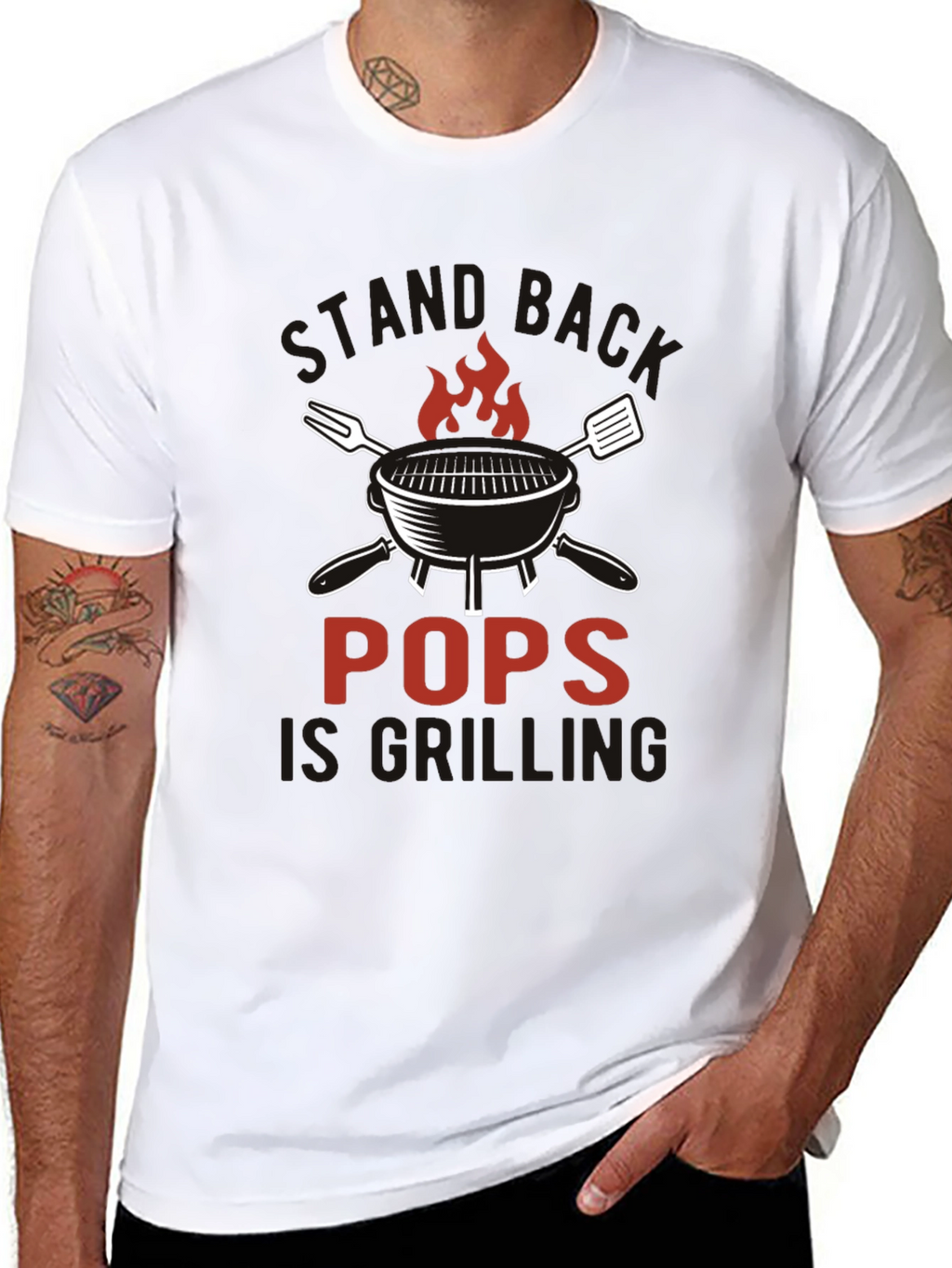 Pops is Grilling Black Cotton T-Shirt