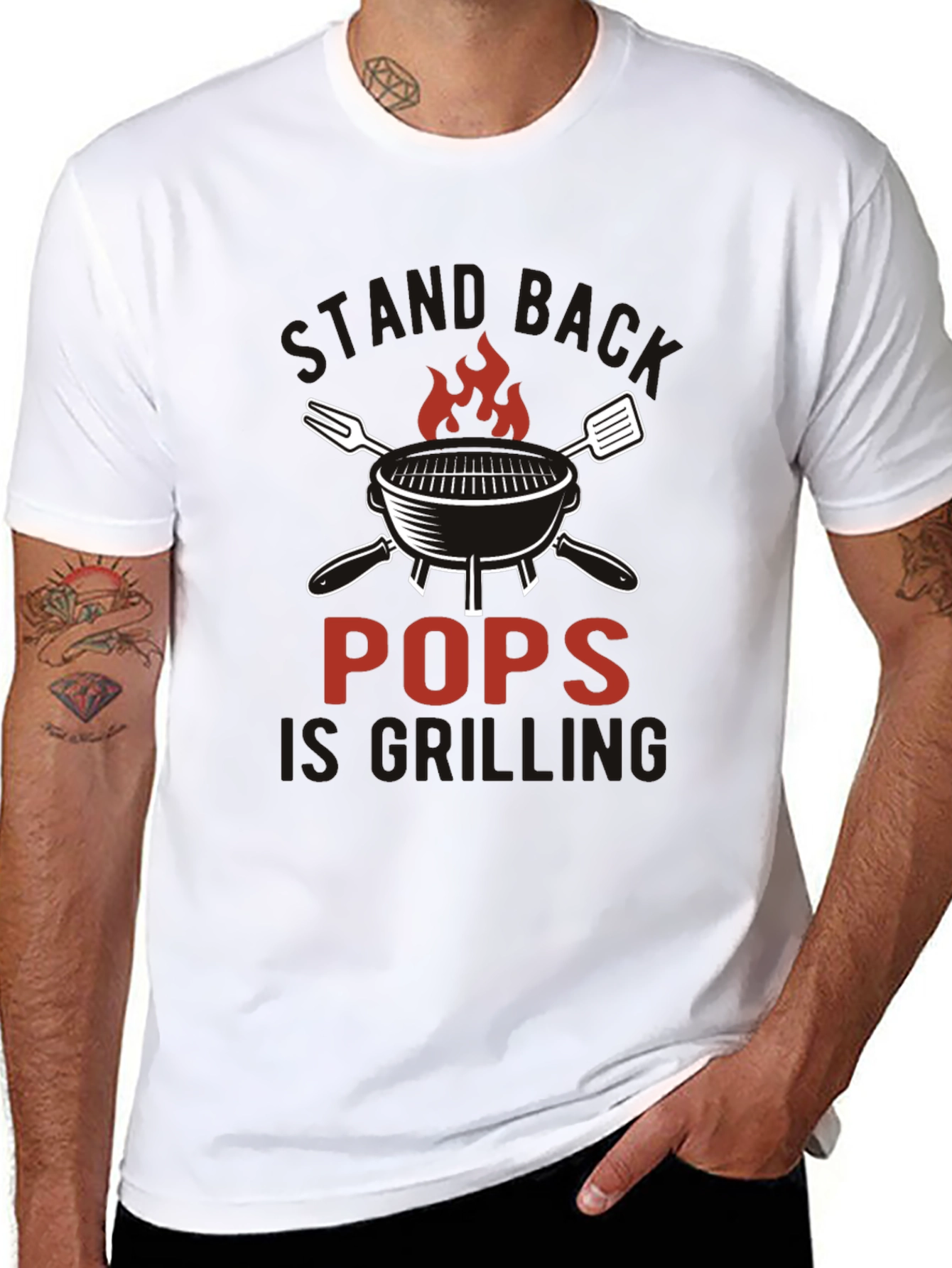 Pops is Grilling Black Cotton T-Shirt