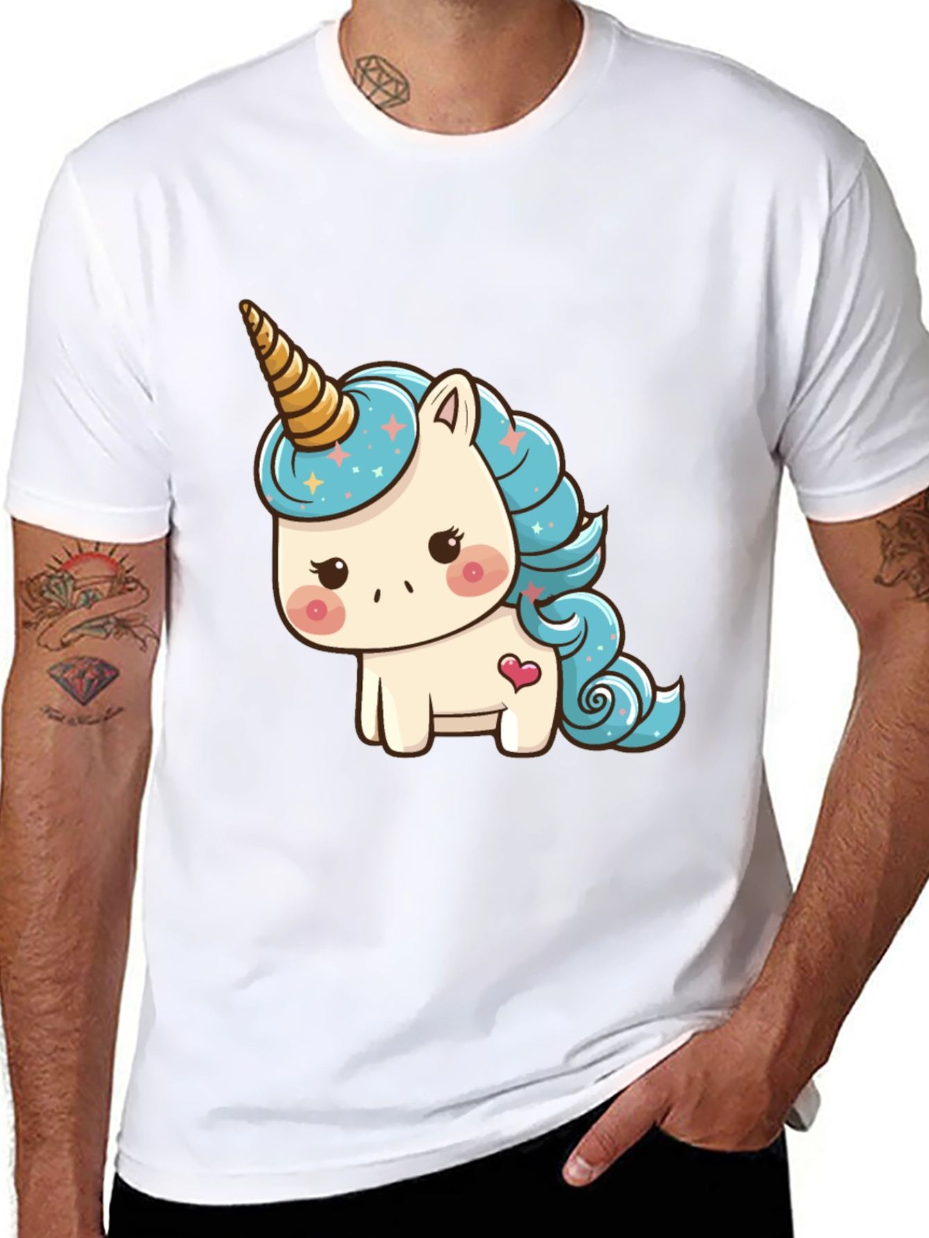 Cute Unicorn Graphic Tee - Black Cotton T-Shirt