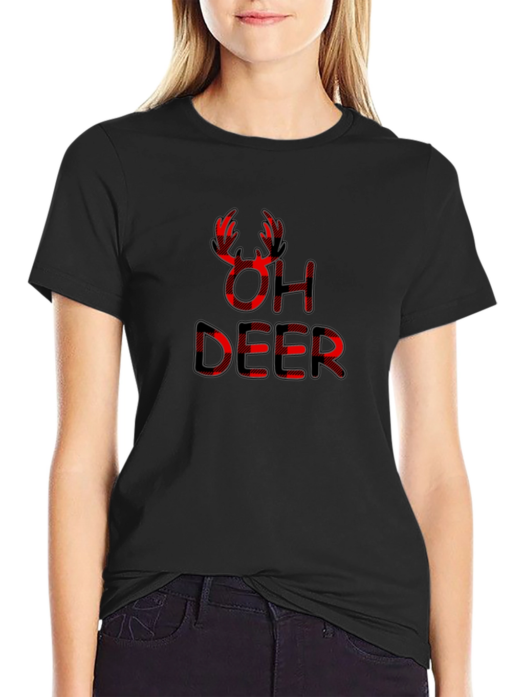 Oh Deer Buffalo Plaid Graphic Tee