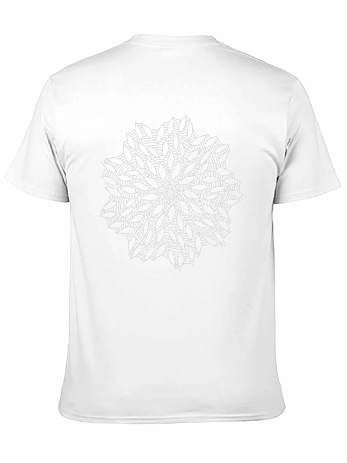 Black T-Shirt with White Mandala Design