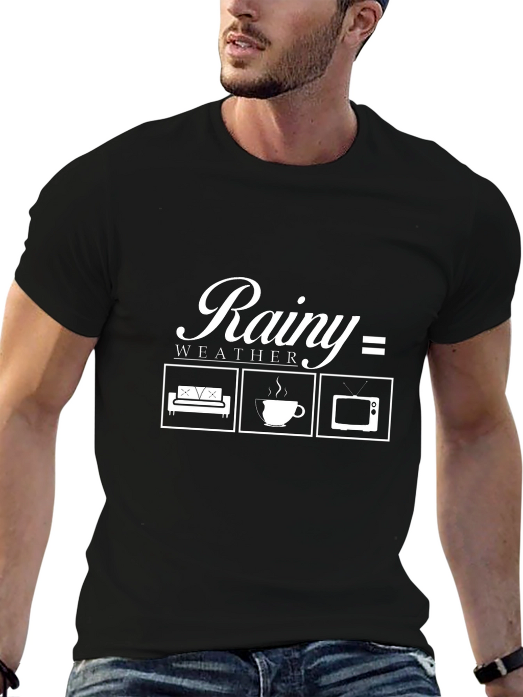 Rainy Weather T-Shirt - Couch Coffee TV Graphic