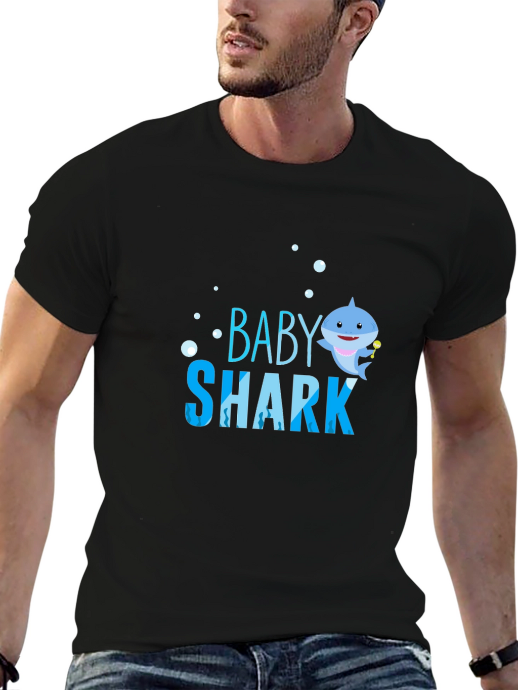 Baby Shark Graphic T-Shirt - Black Cotton Blend