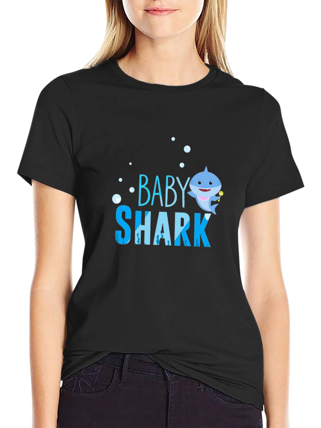 Baby Shark Graphic T-Shirt - Black Cotton Blend