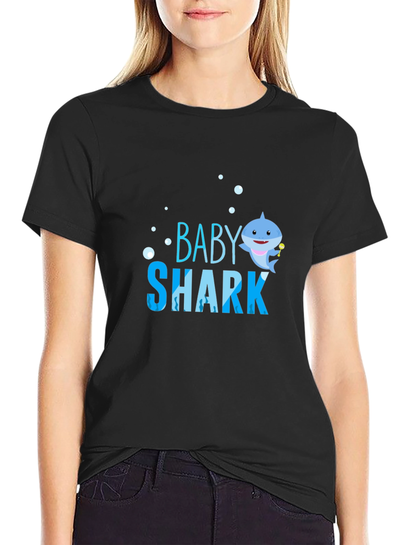 Baby Shark Graphic T-Shirt - Black Cotton Blend