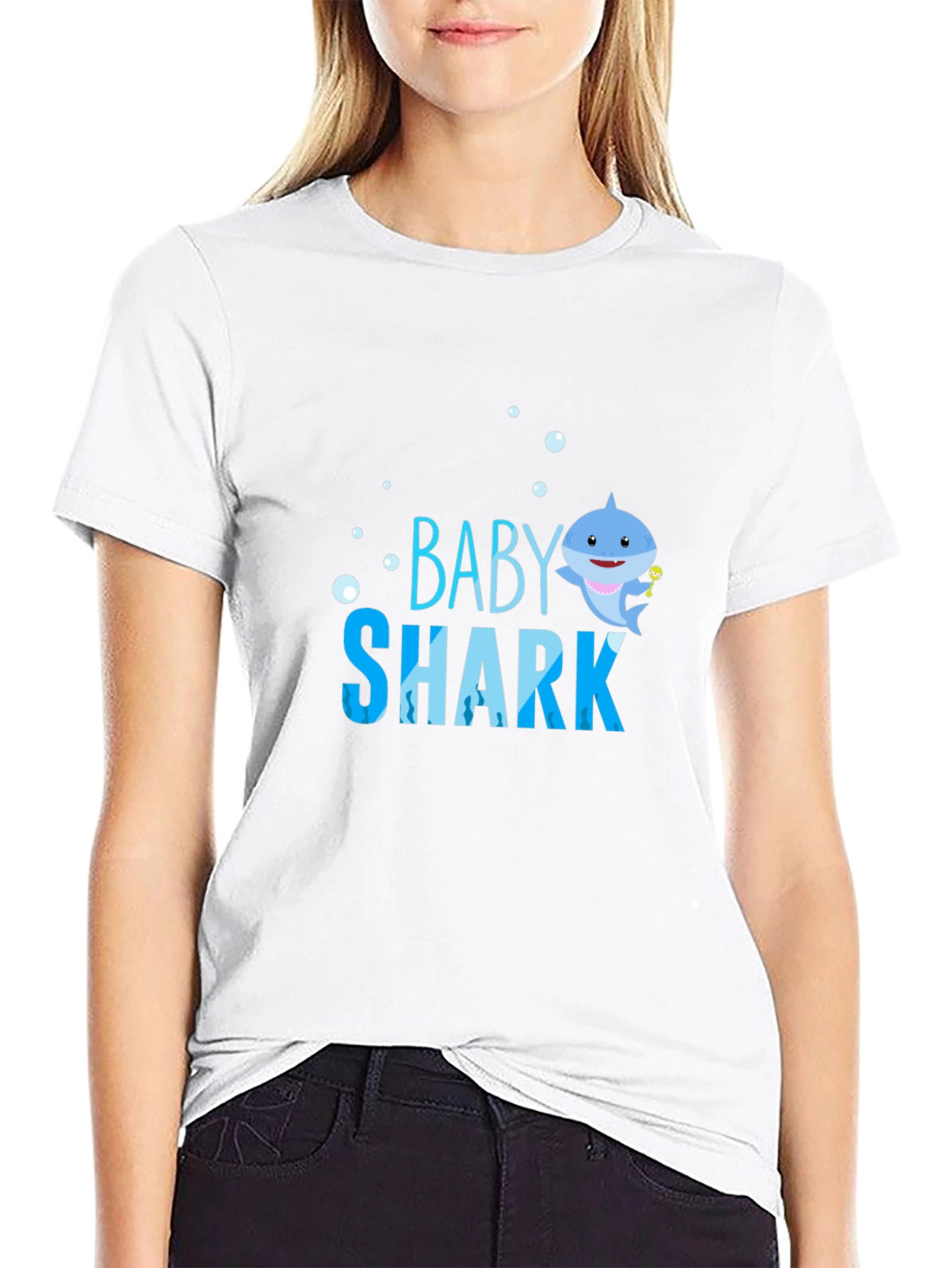 Baby Shark Graphic T-Shirt - Black Cotton Blend