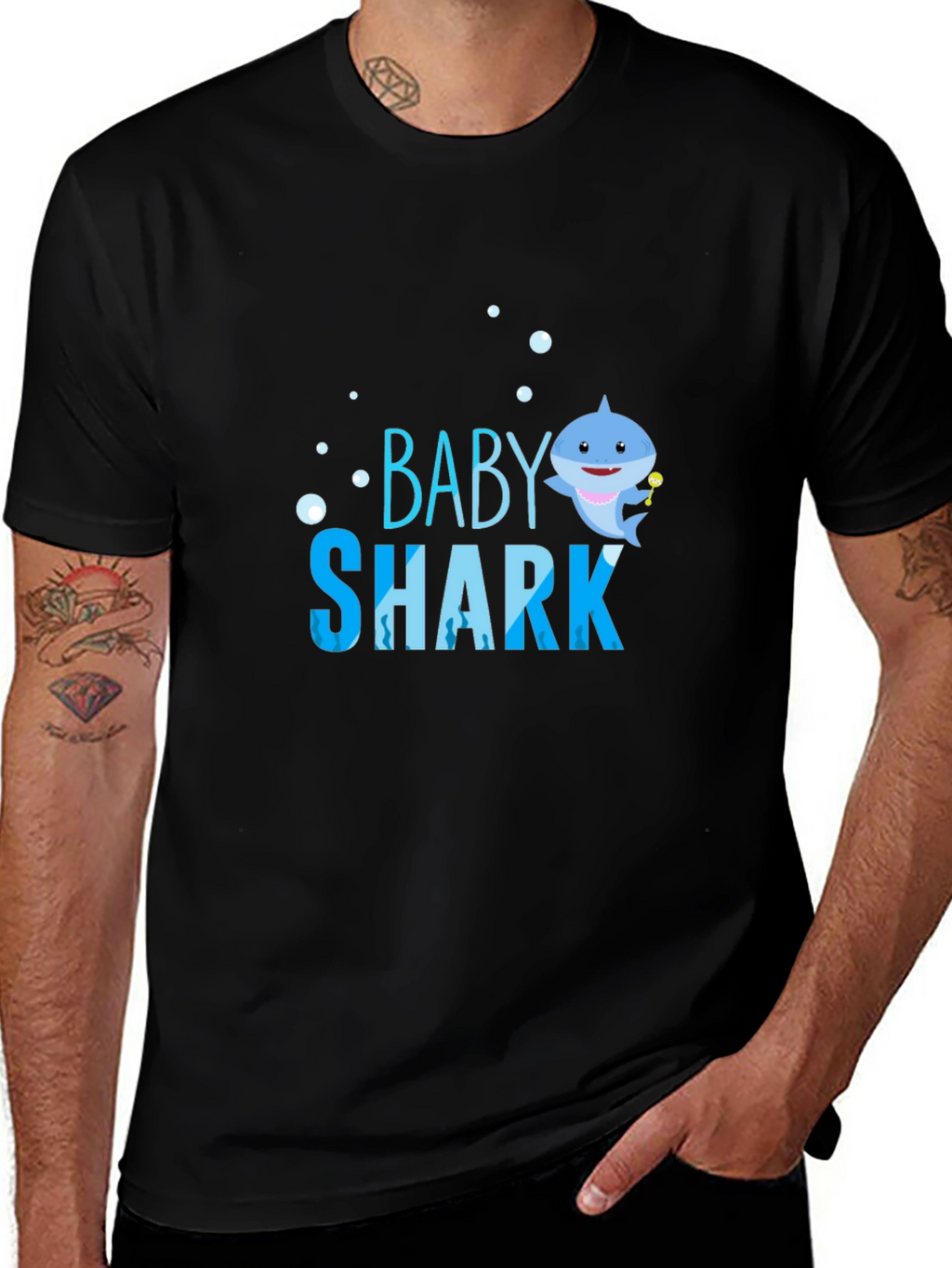 Baby Shark Graphic T-Shirt - Black Cotton Blend
