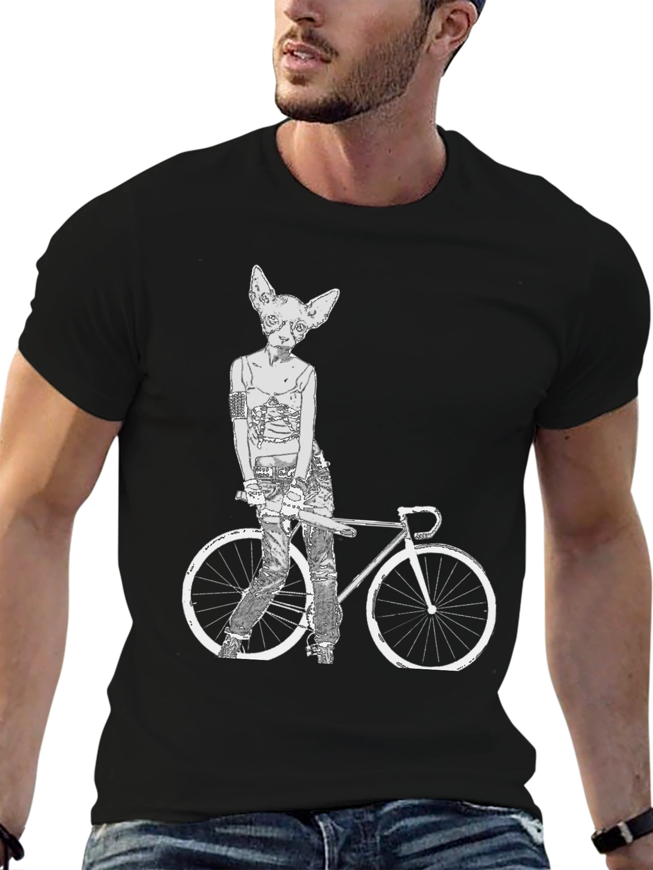 Cat Biker T-Shirt - Unique Graphic Tee