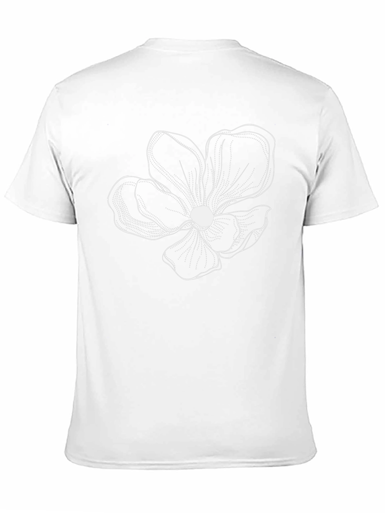 Black T-Shirt with Floral Line Art