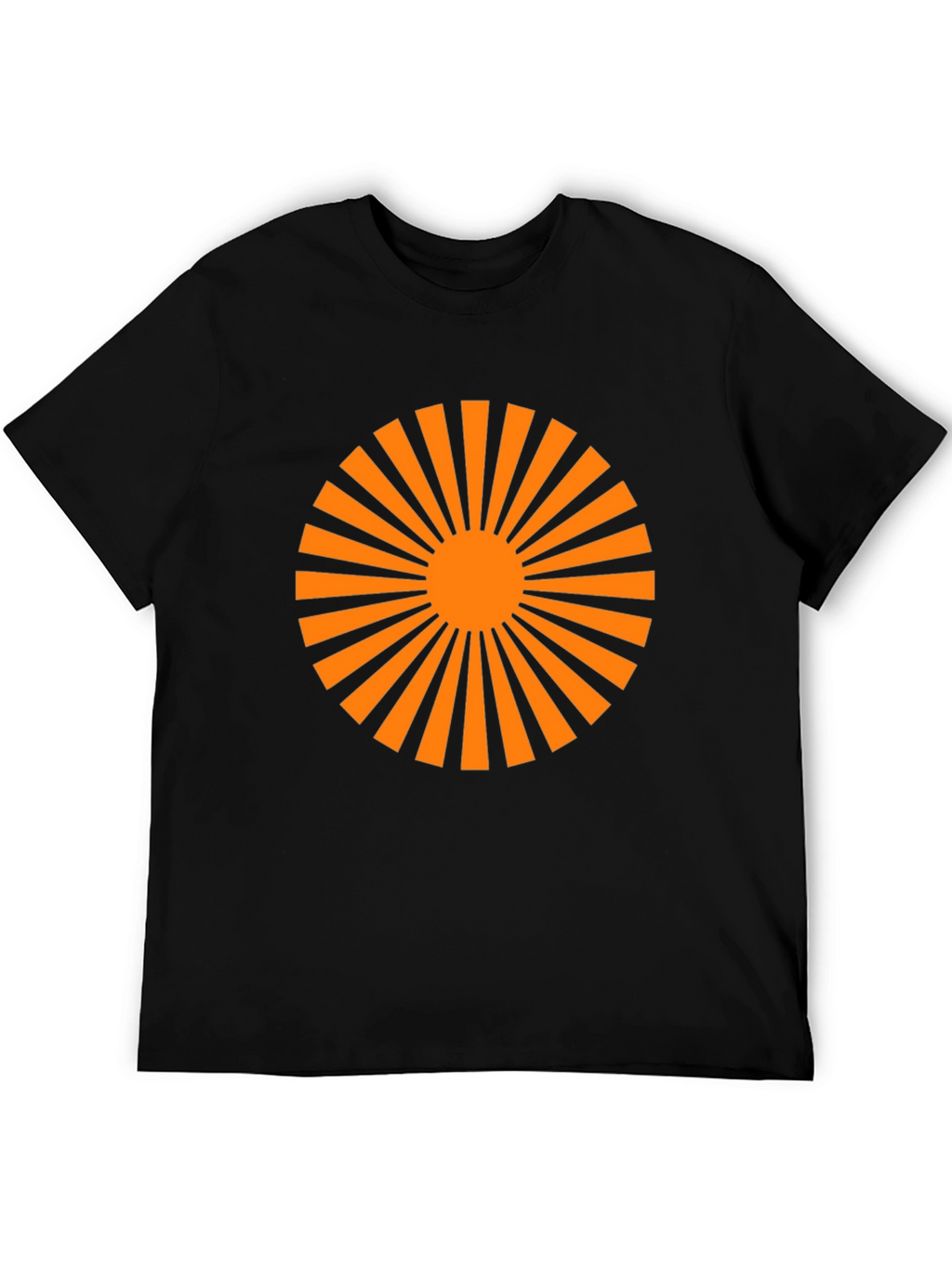 Black T-Shirt with Orange Sunburst Graphic