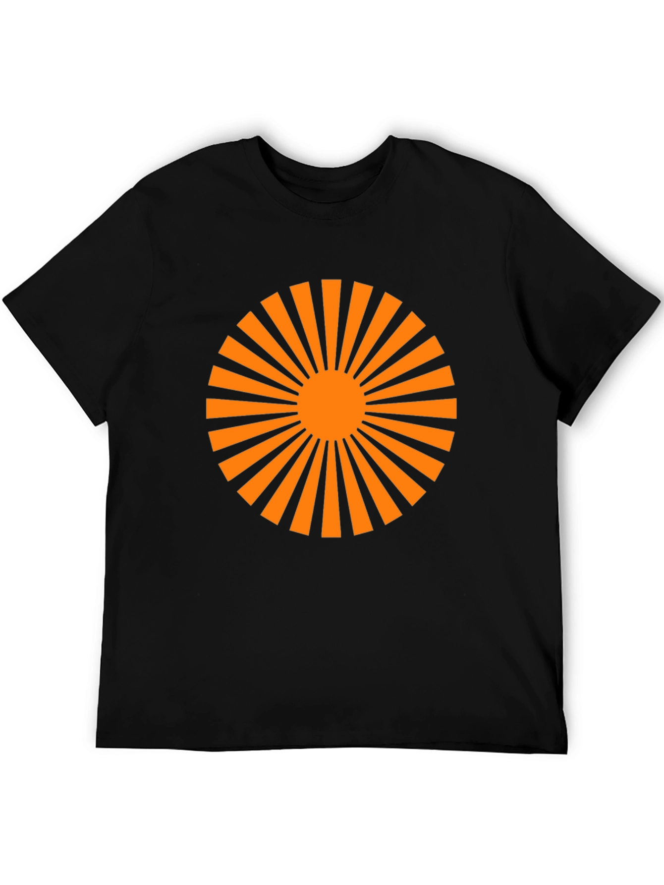 Black T-Shirt with Orange Sunburst Graphic
