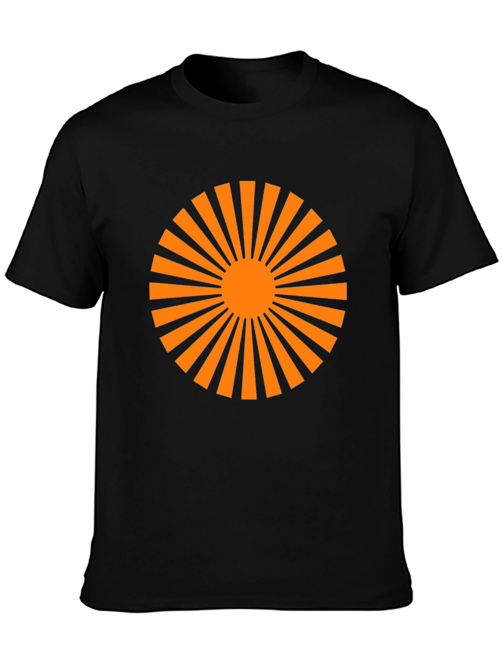 Black T-Shirt with Orange Sunburst Graphic