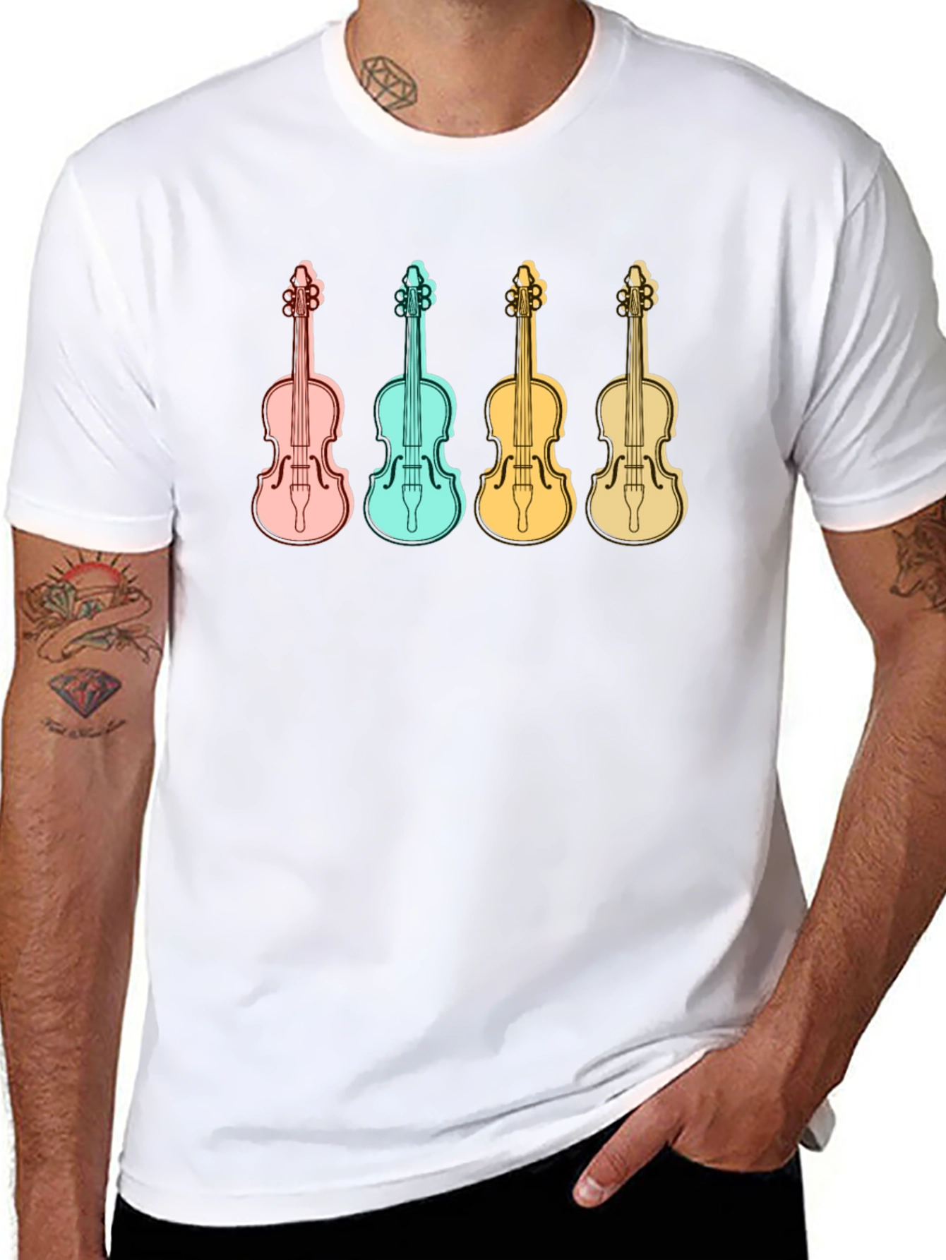 Retro Violin T-Shirt - Musical Instrument Tee