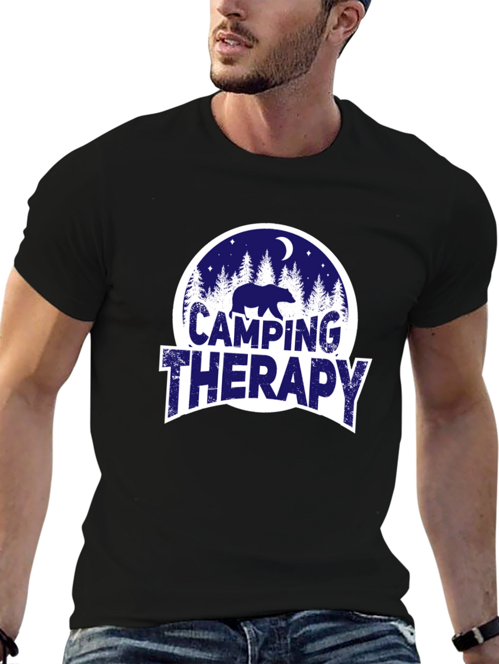 Camping Therapy Bear Graphic Tee