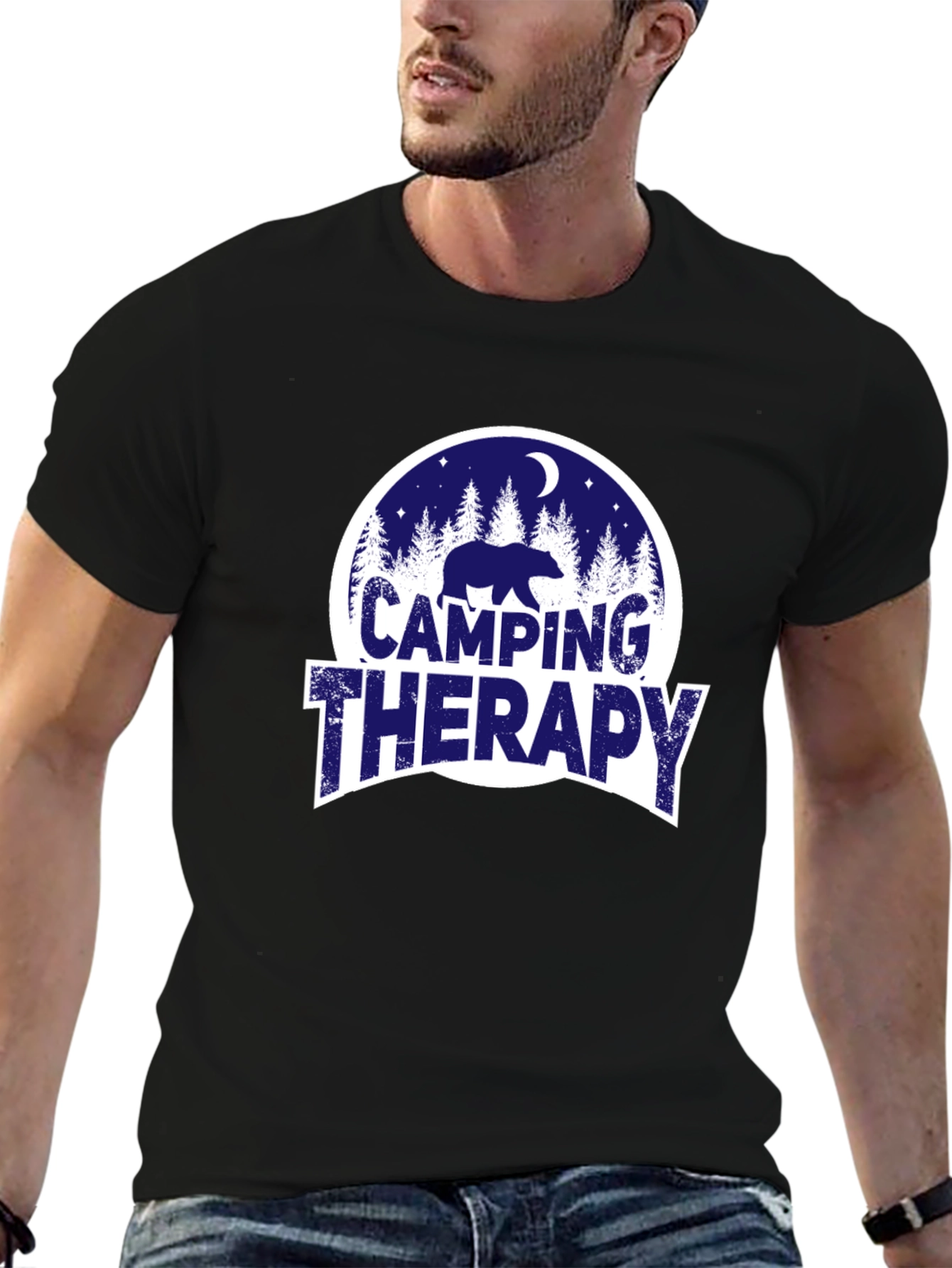 Camping Therapy Bear Graphic Tee