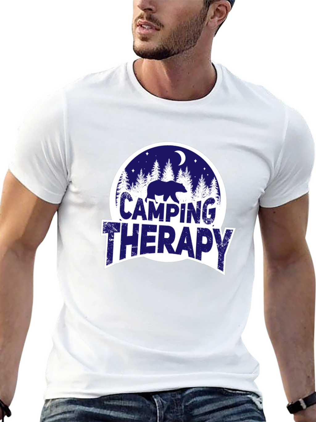 Camping Therapy Bear Graphic Tee