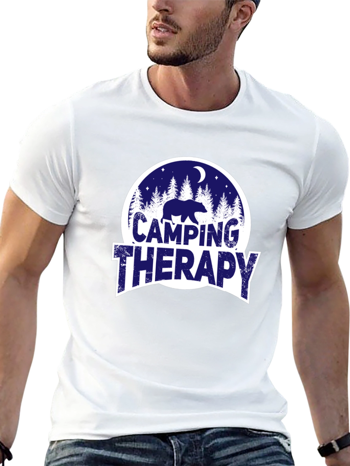 Camping Therapy Bear Graphic Tee