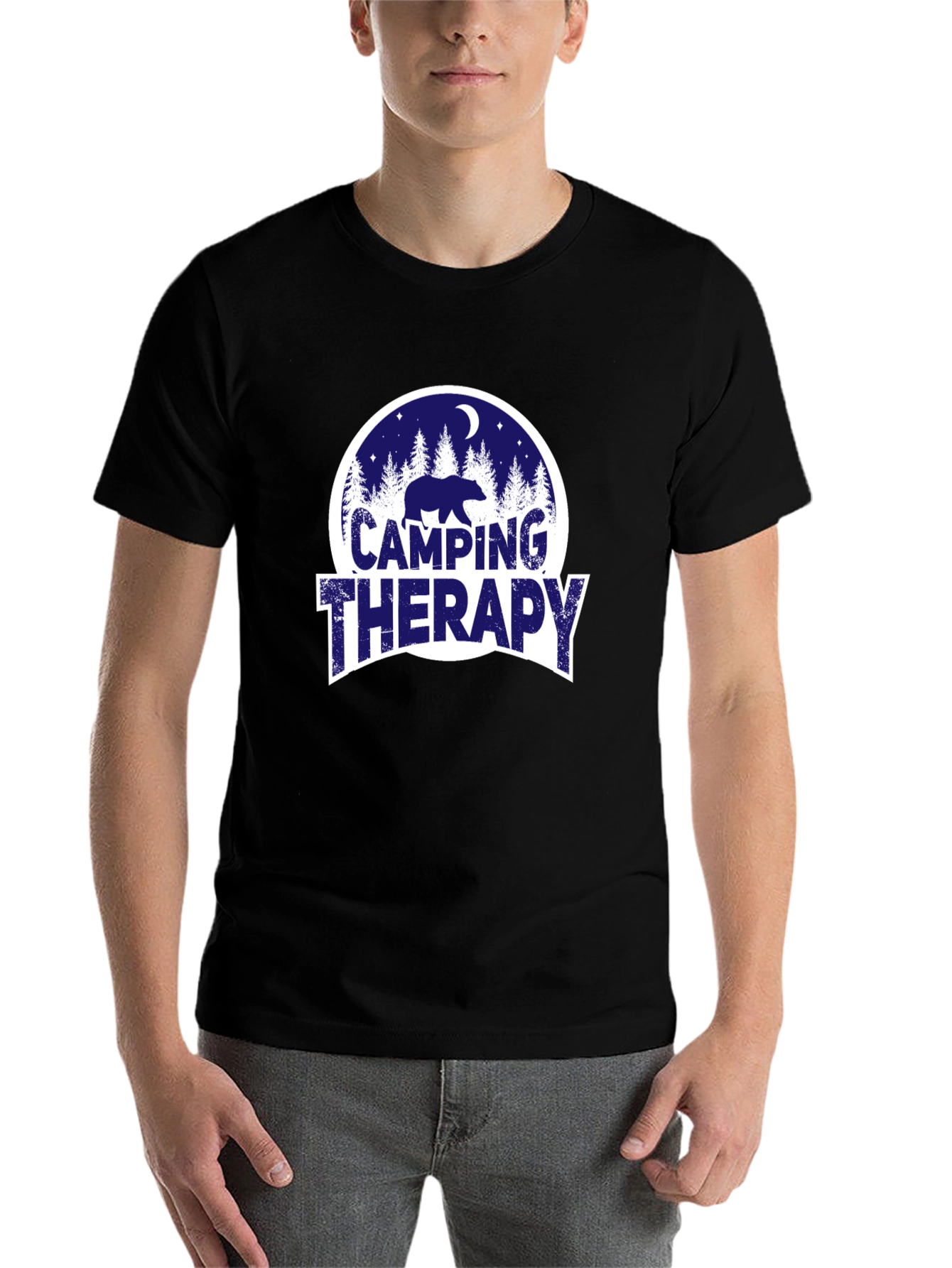 Camping Therapy Bear Graphic Tee