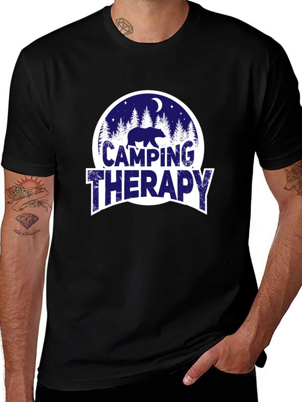 Camping Therapy Bear Graphic Tee