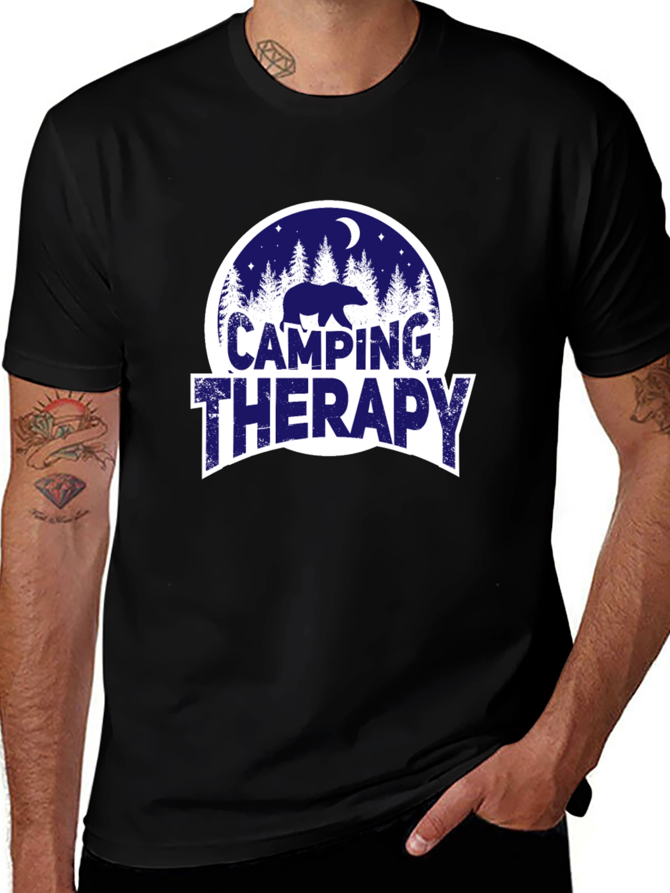 Camping Therapy Bear Graphic Tee