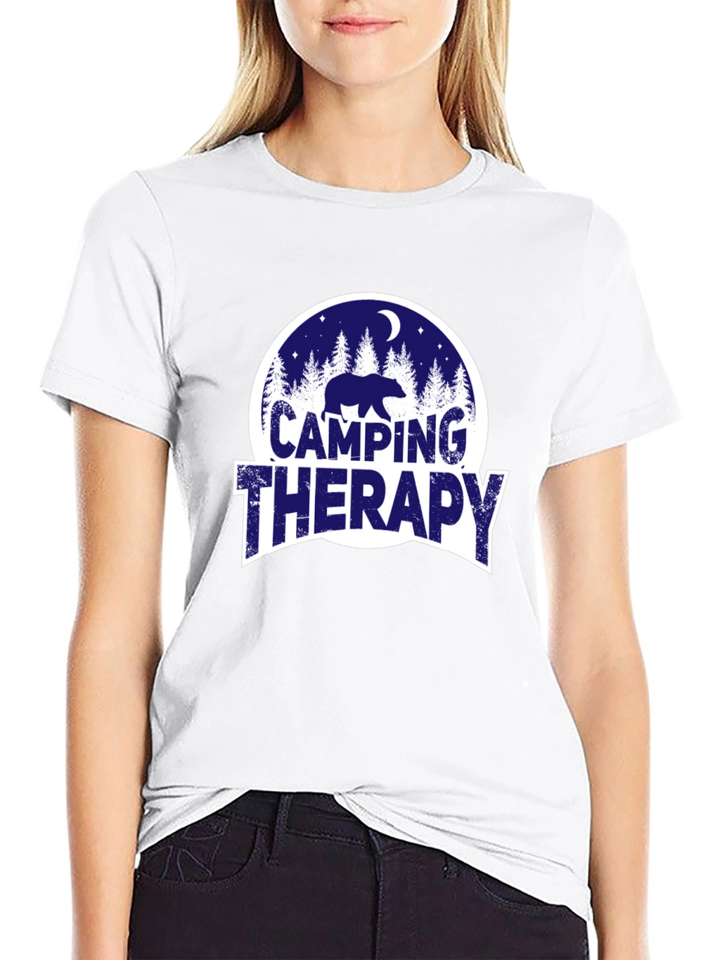 Camping Therapy Bear Graphic Tee
