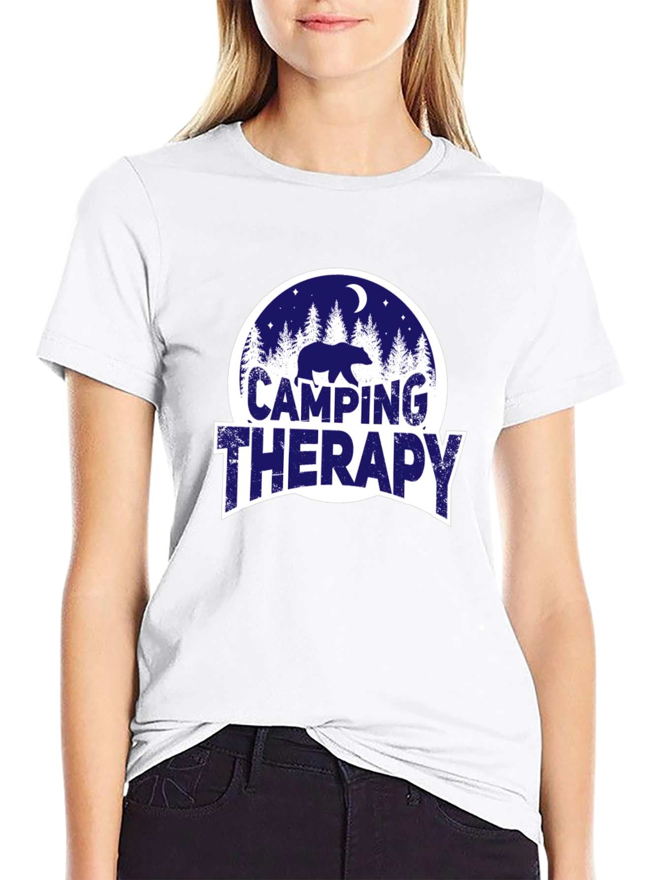 Camping Therapy Bear Graphic Tee