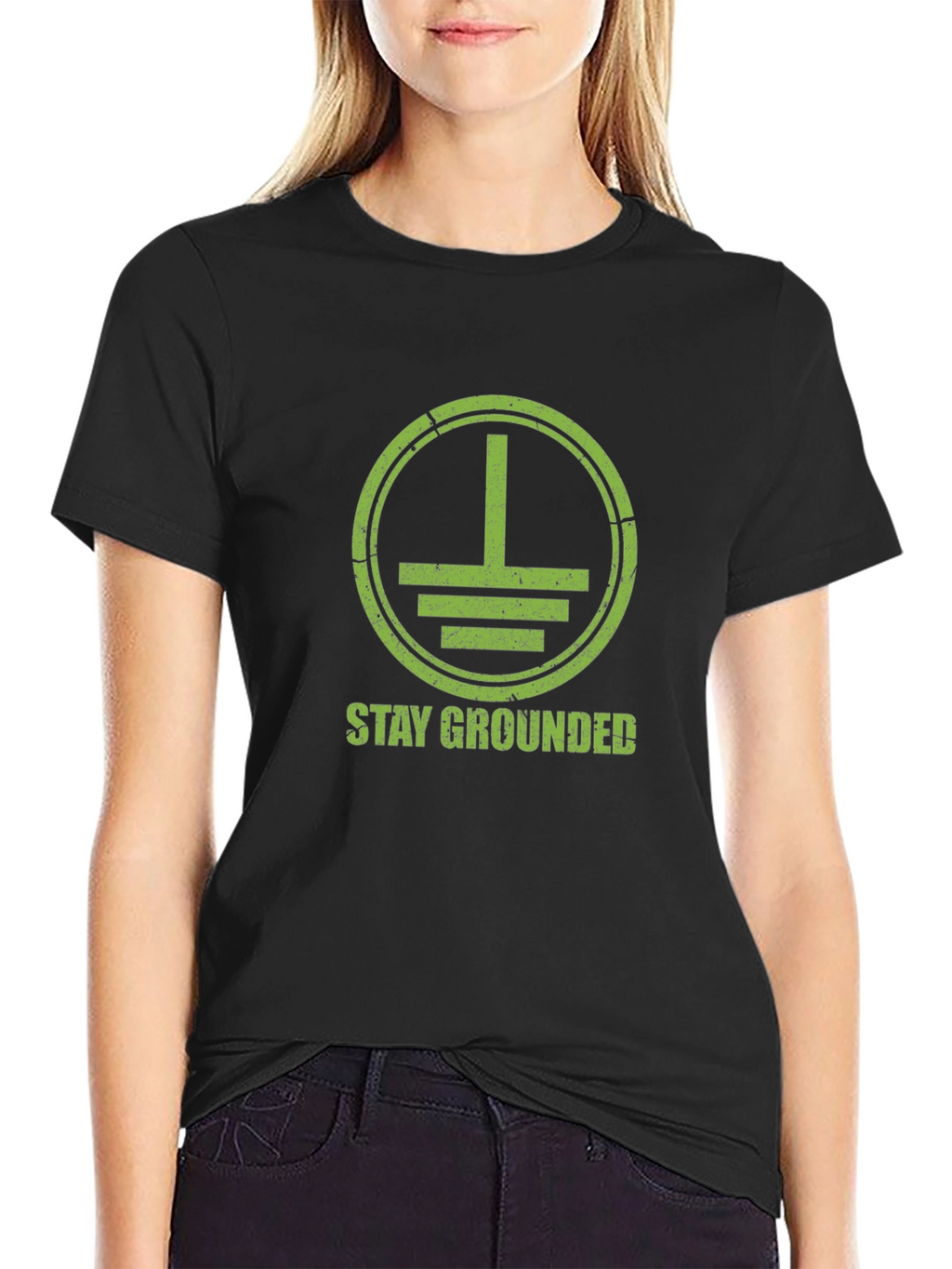 Stay Grounded Graphic Tee - Black Cotton