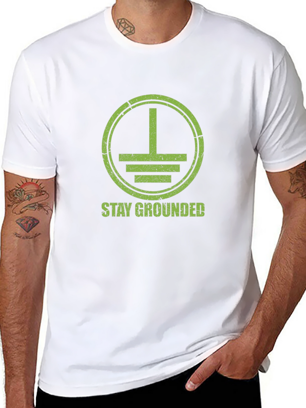 Stay Grounded Graphic Tee - Black Cotton