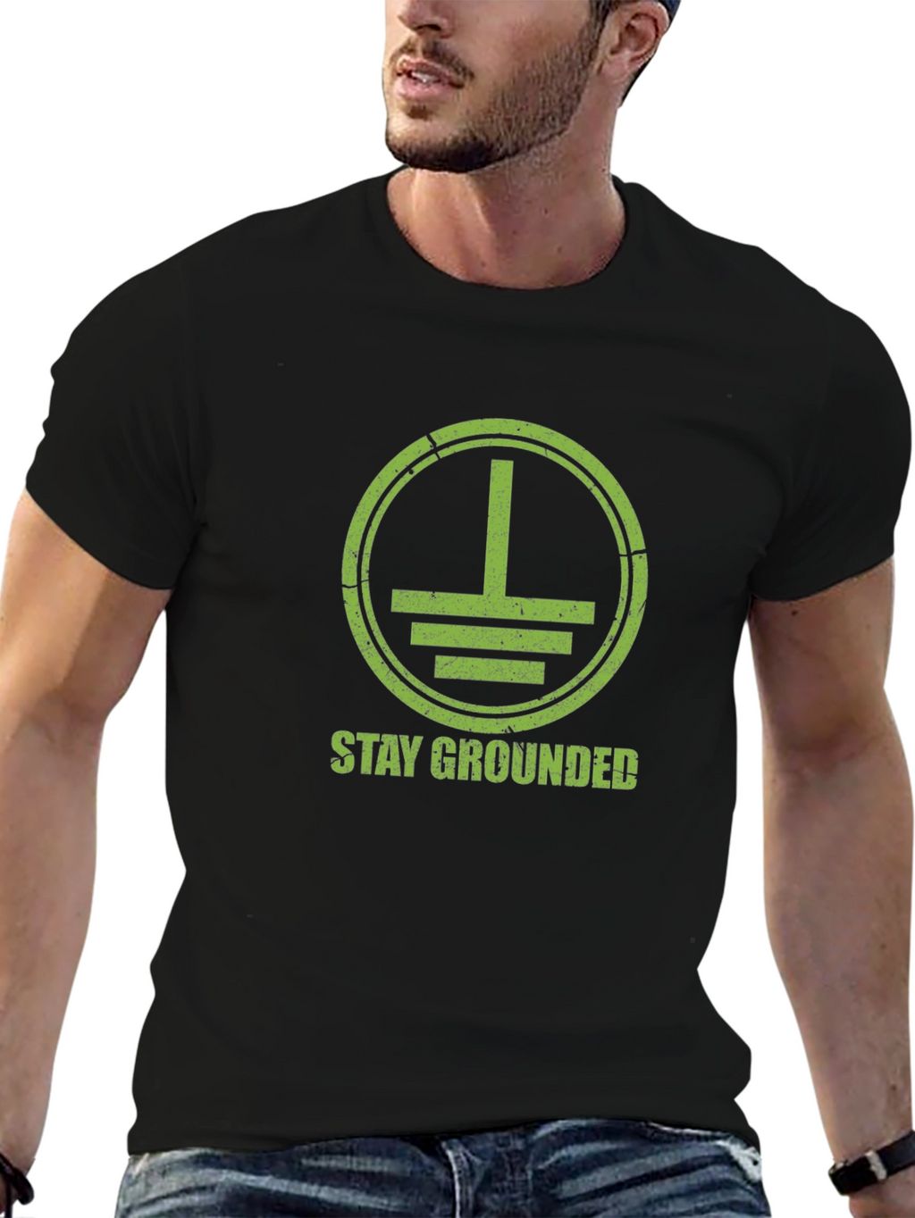 Stay Grounded Graphic Tee - Black Cotton