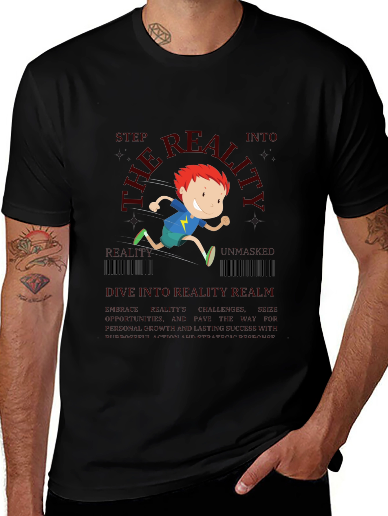 Dive into Reality Graphic Tee - Black Cotton Blend