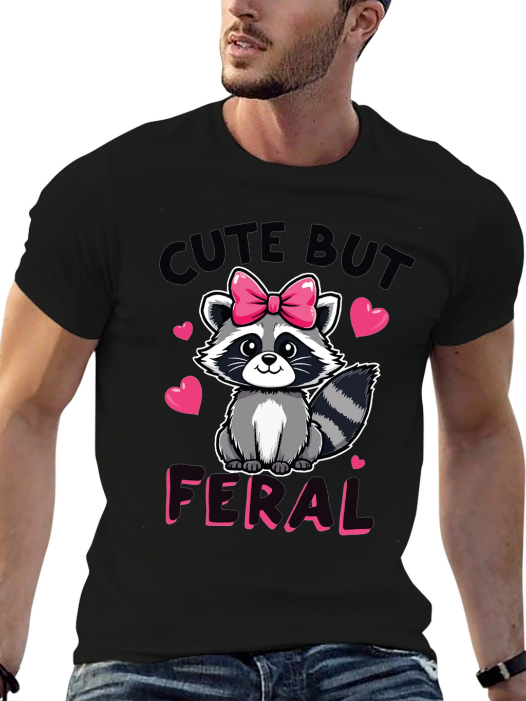 Cute But Feral Raccoon Graphic Tee