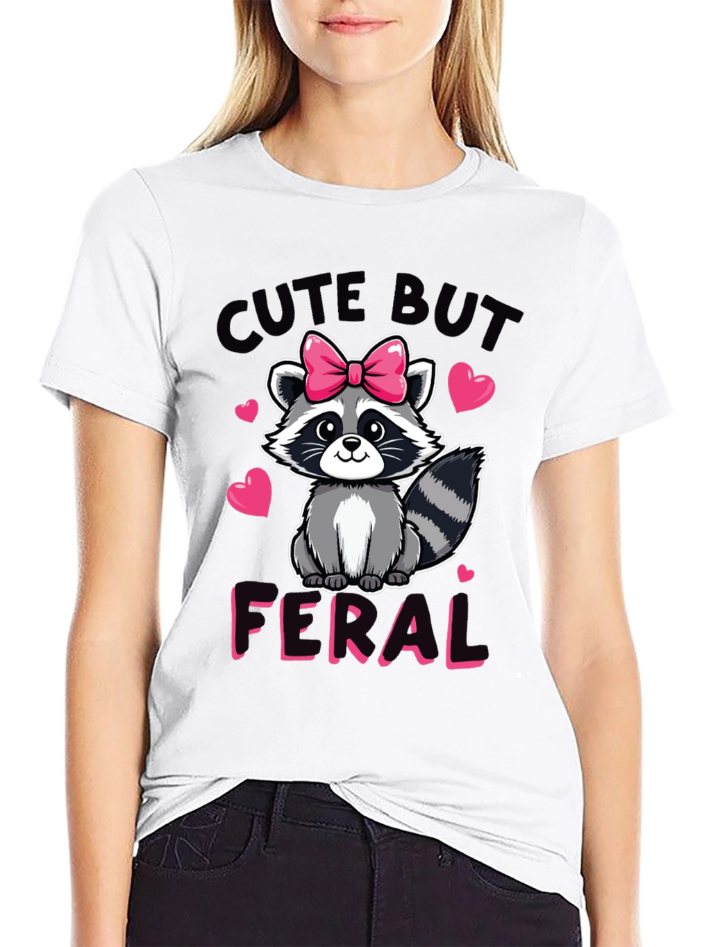 Cute But Feral Raccoon Graphic Tee