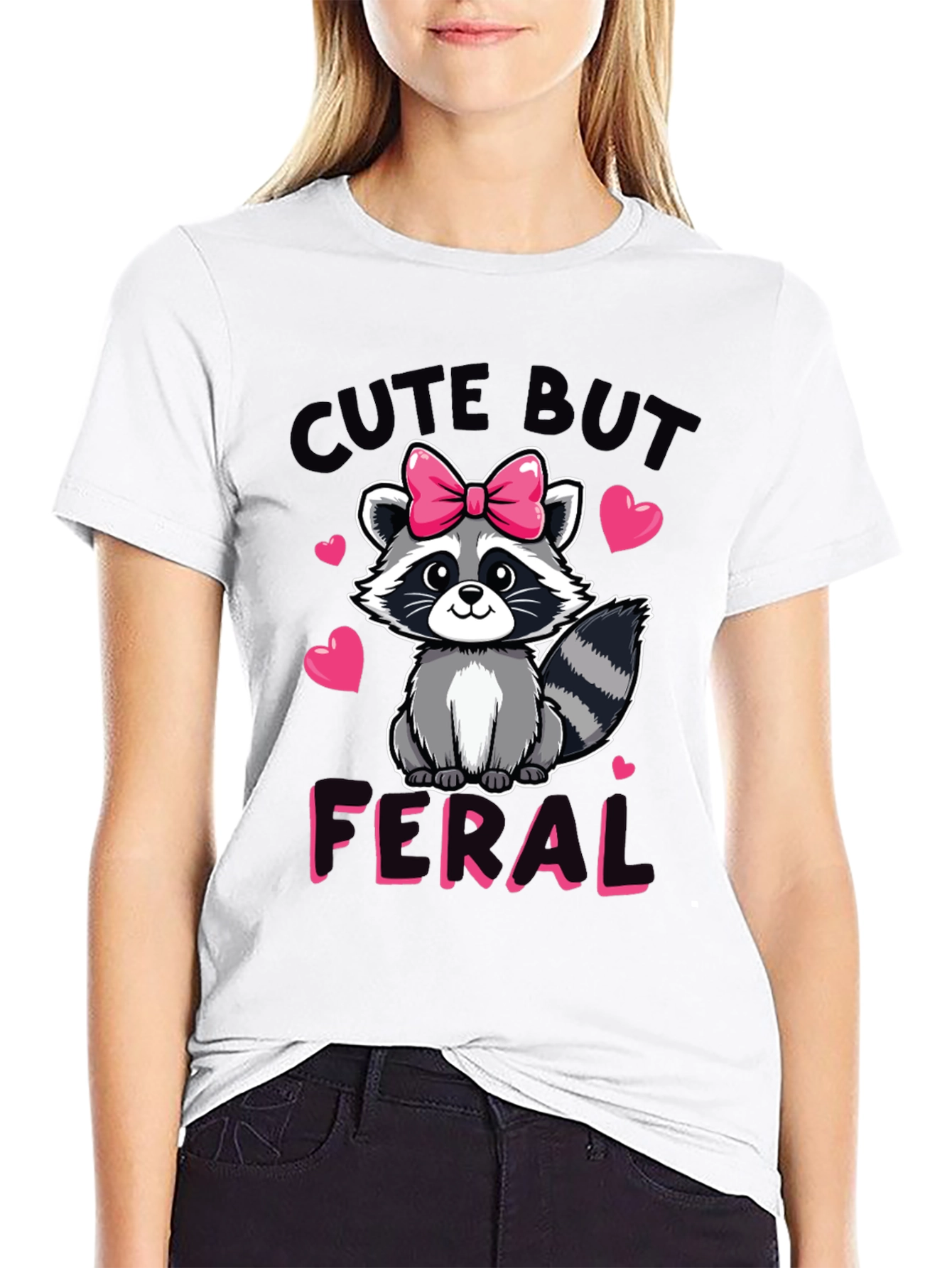 Cute But Feral Raccoon Graphic Tee