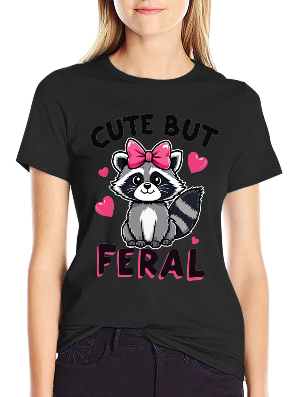 Cute But Feral Raccoon Graphic Tee