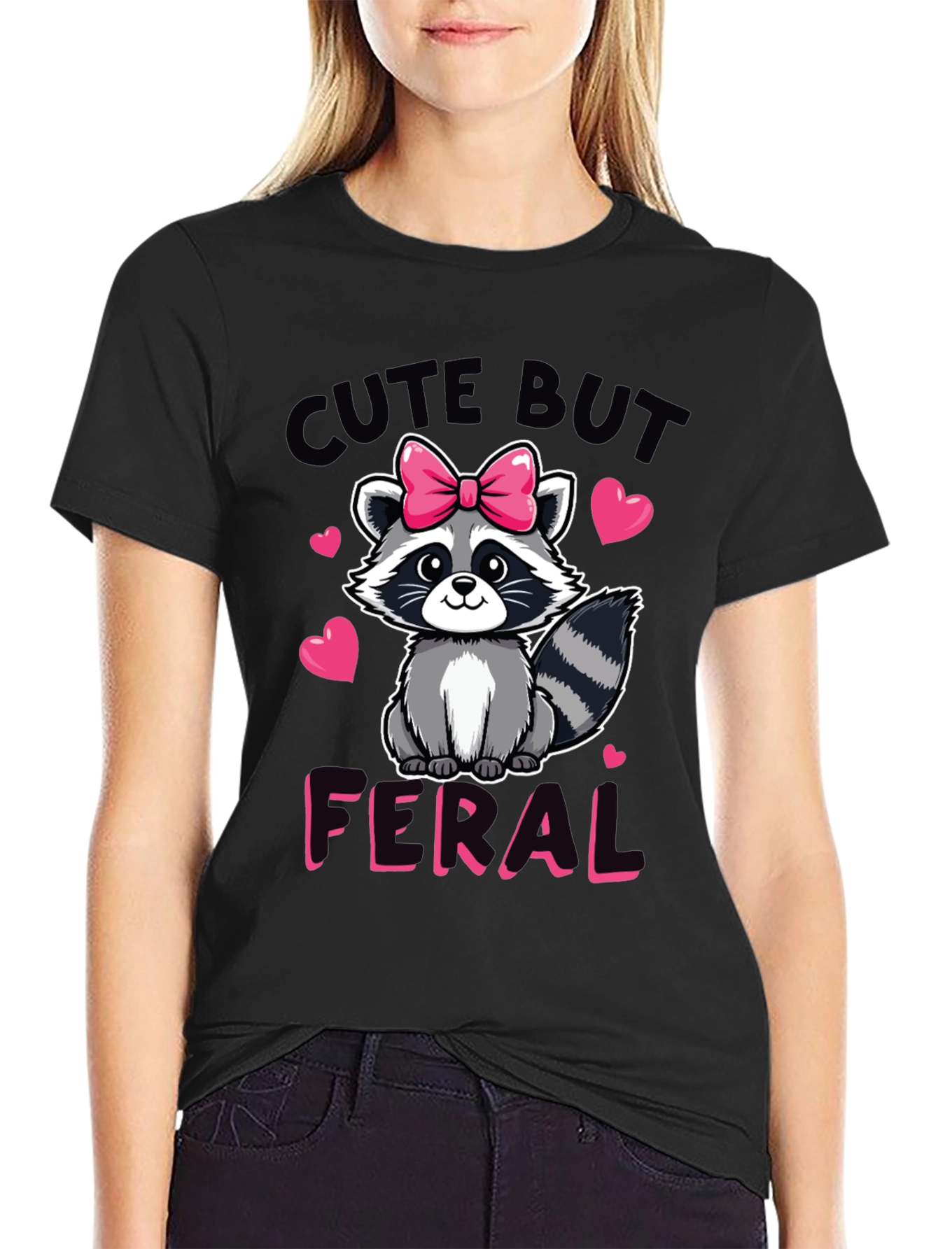 Cute But Feral Raccoon Graphic Tee